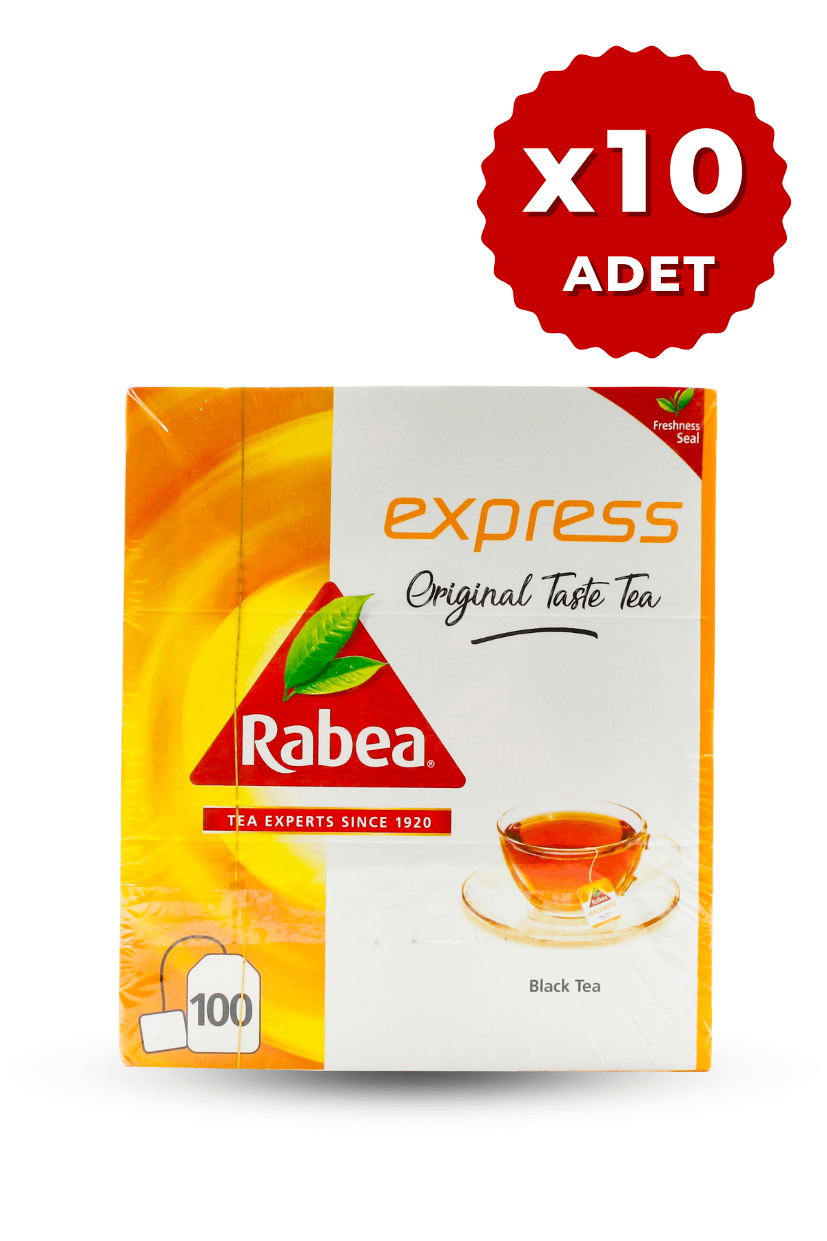 RABEA TEA- EXPRESS YUMUŞAK İÇİMLİ ZENGİN AROMALI SİYAH ÇAY 100 POŞET-10’LU SET