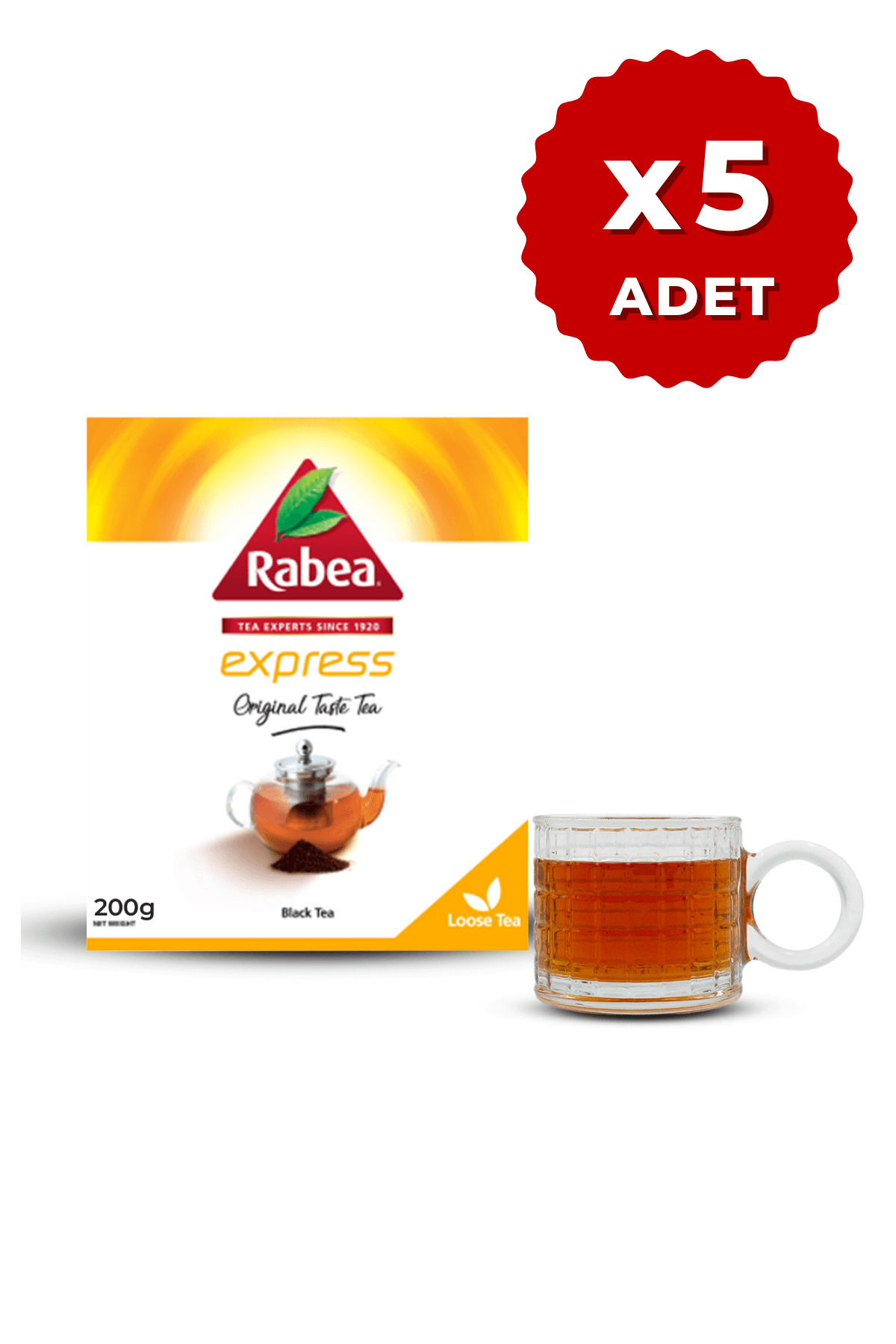 Rabea Tea Express Orijinal Dökme Çay 5 Adet 200g