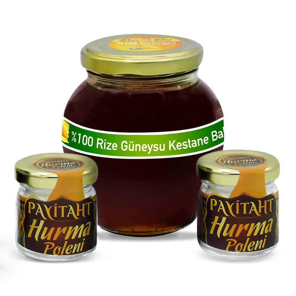 Orjinal Rize Güneysu Kestane Balı ve 2 Adet Medine Hurma Poleni (20gr x 2Adet)
