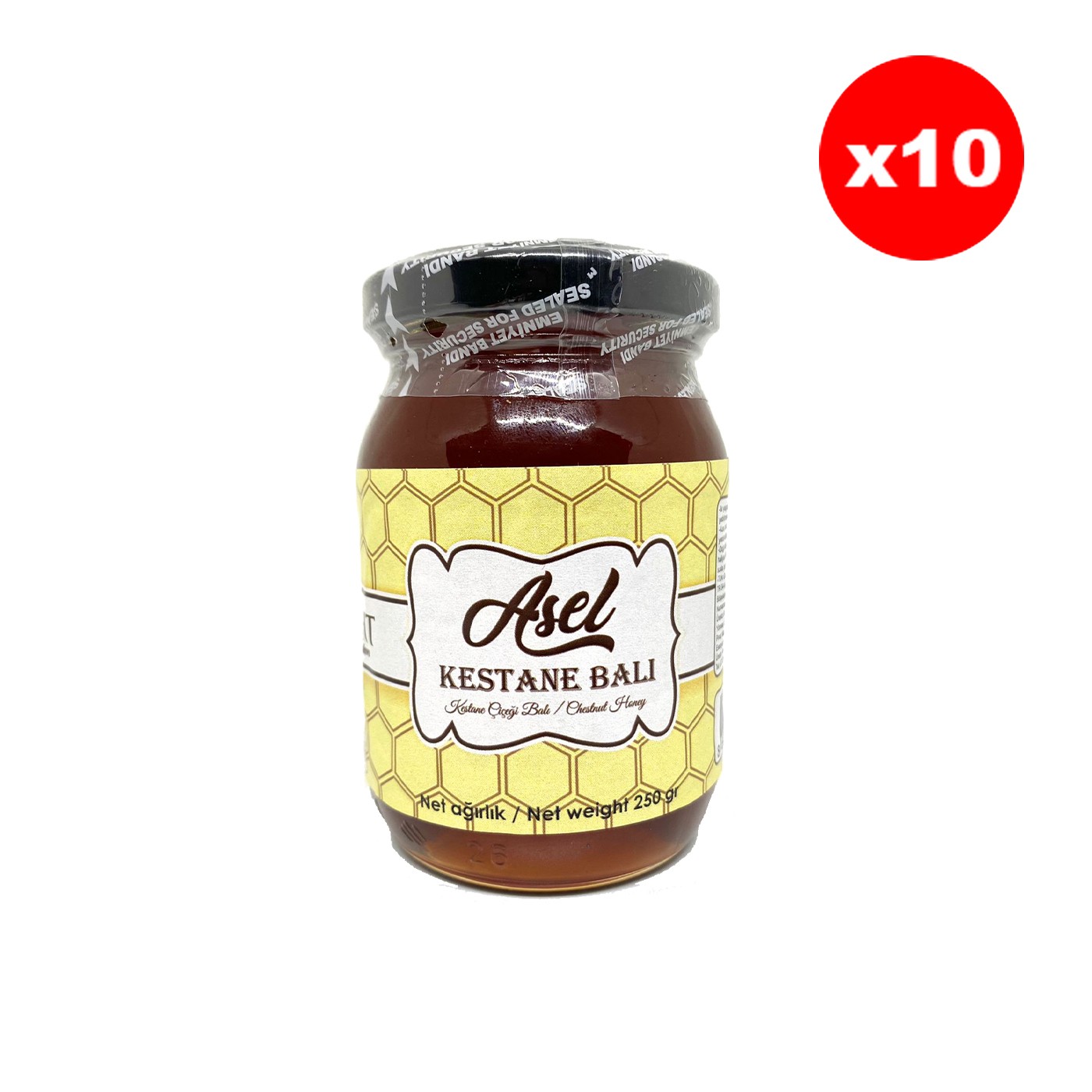أسيل عسل الكستناء العضوي الطبيعي 250 جرام مجموعة 10 قطع