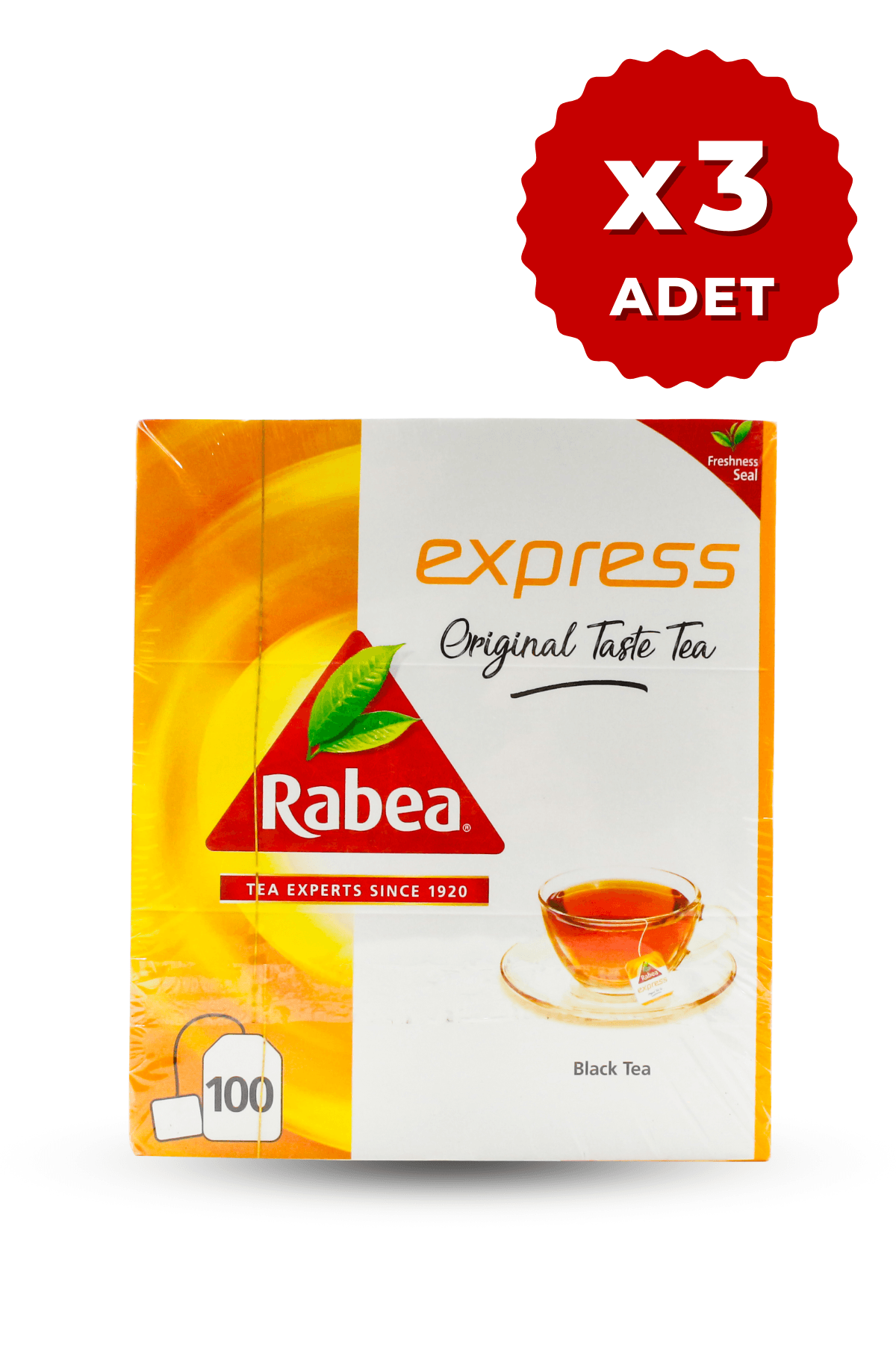 RABEA TEA- EXPRESS YUMUŞAK İÇİMLİ ZENGİN AROMALI SİYAH ÇAY 100 POŞET-3’LÜ SET