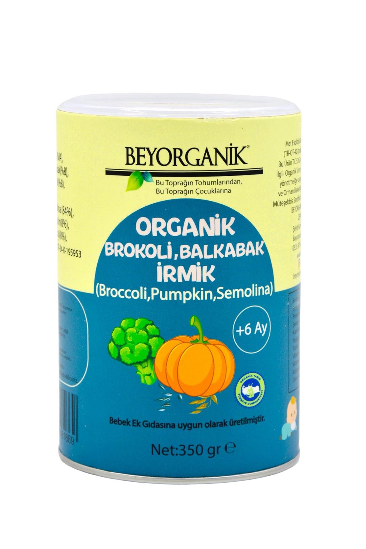 BEBEK EK GIDASI ORGANİK BROKOLİ BALKABAK İRMİK 350GR +6AY