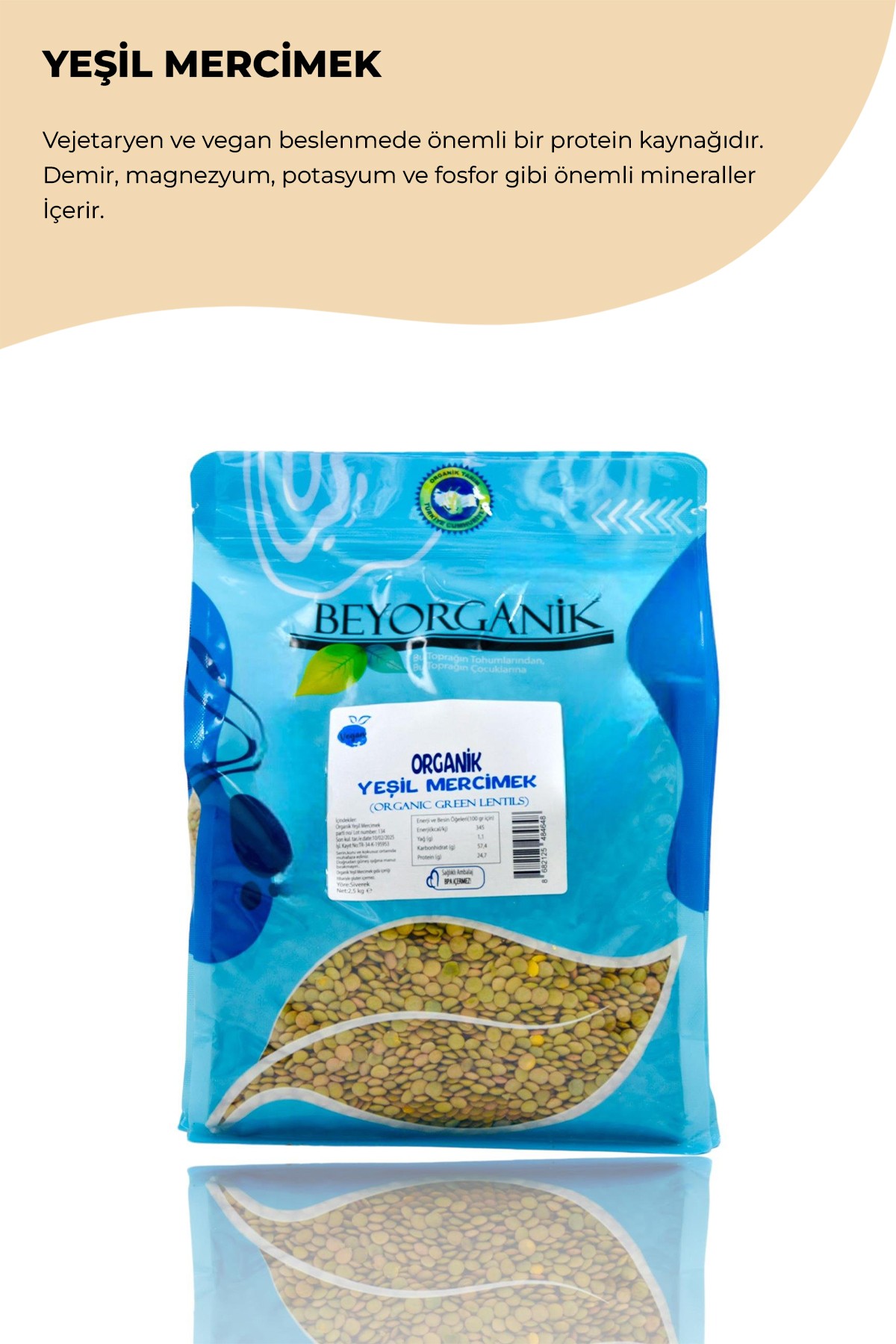 ORGANİK YEŞİL MERCİMEK  – 2,5KG