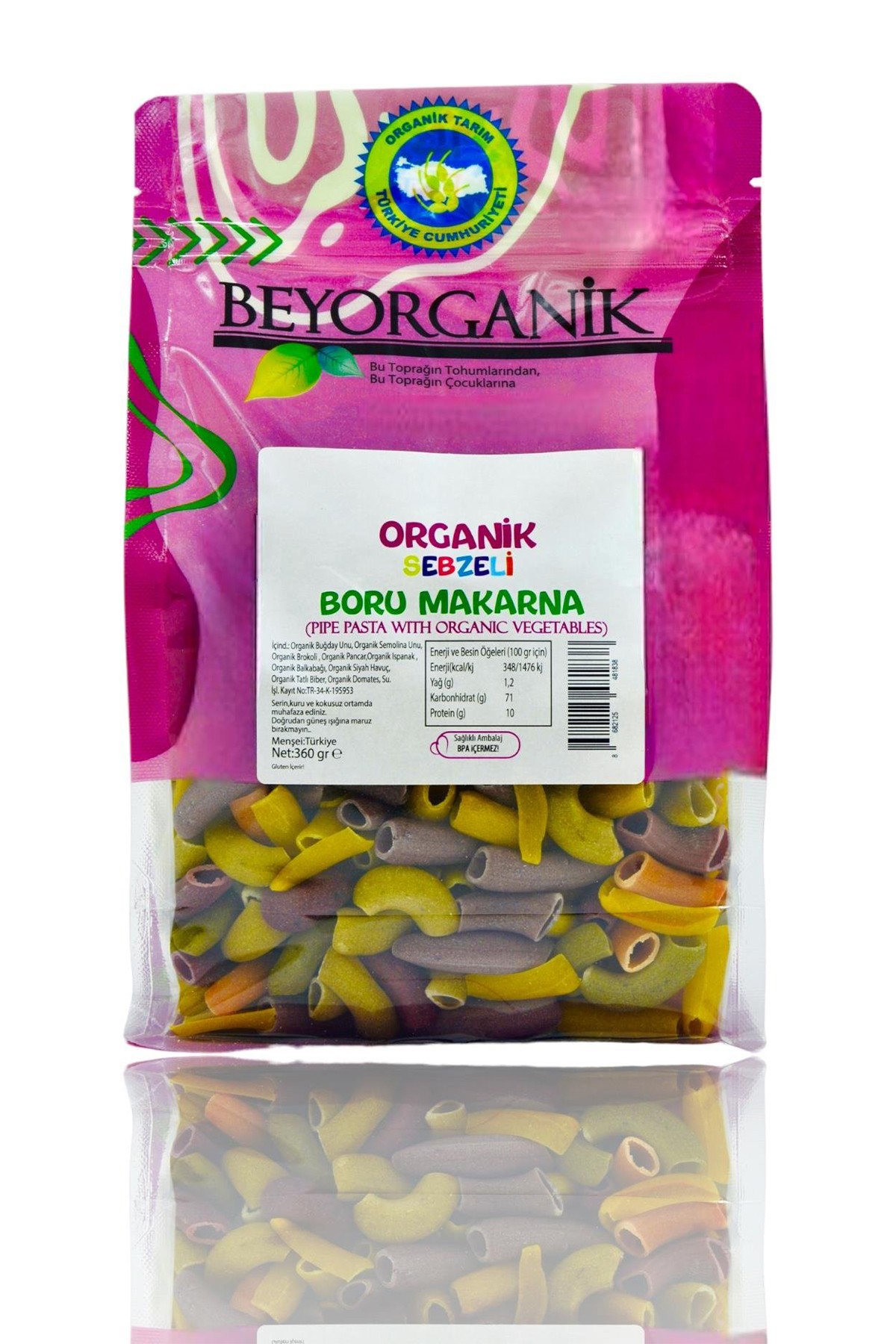 ORGANİK SEBZELİ BORU MAKARNA 360GR