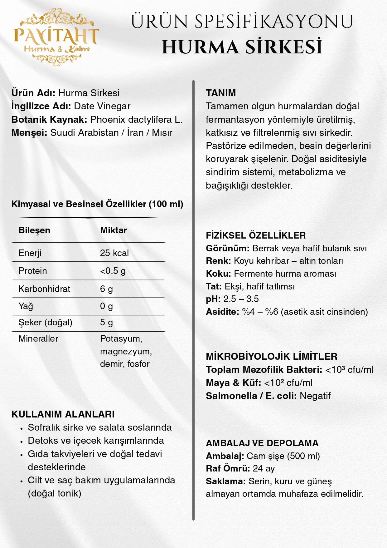 PAYITAHT HURMA-MEDINA HALLAL NATURAL FERMENTED DATE VINEGAR 500 ML 3 PACKAGE 