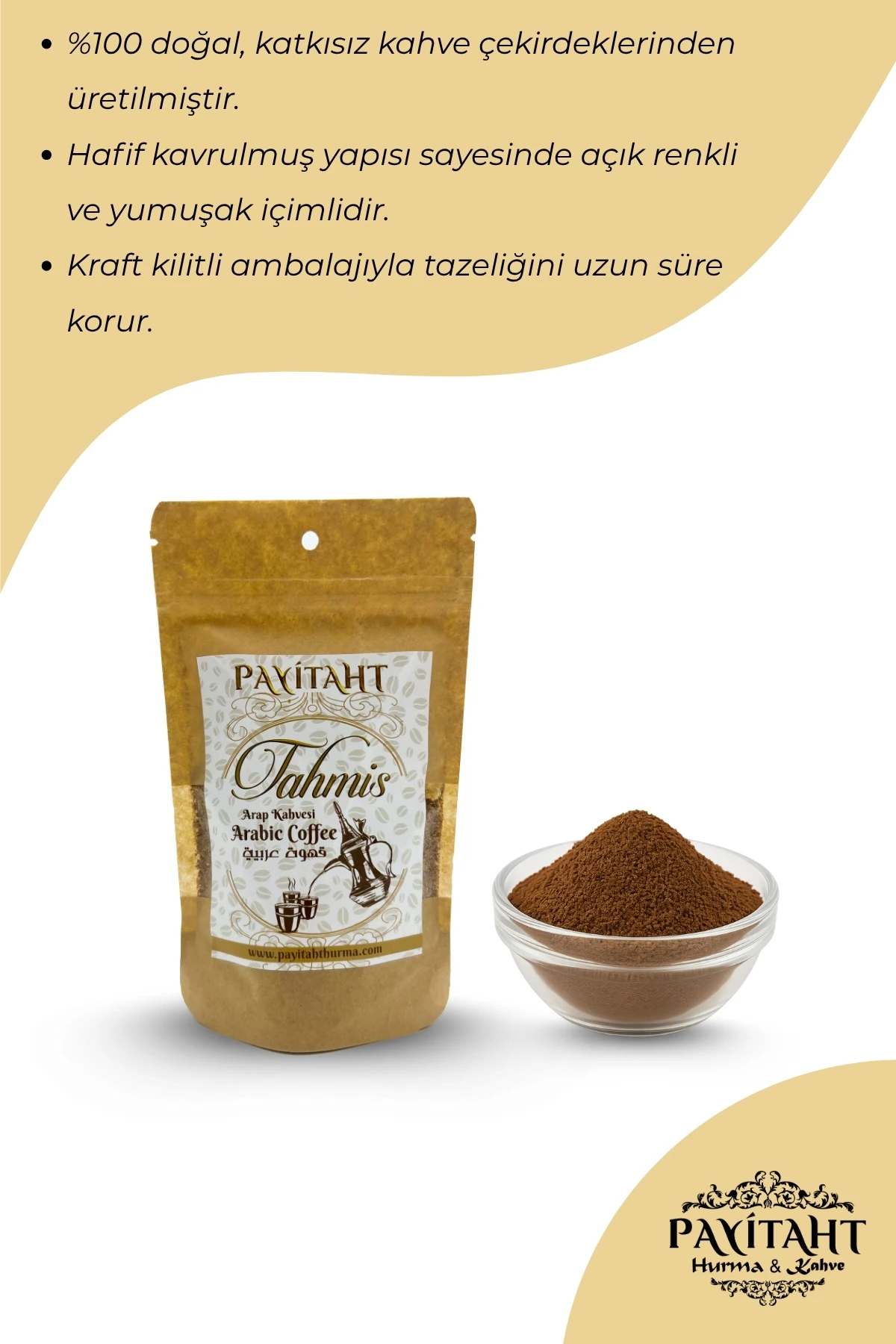 Tahmirs Arabic Coffee – Hafif Kavrulmuş %100 doğal, katkısız 150 gr