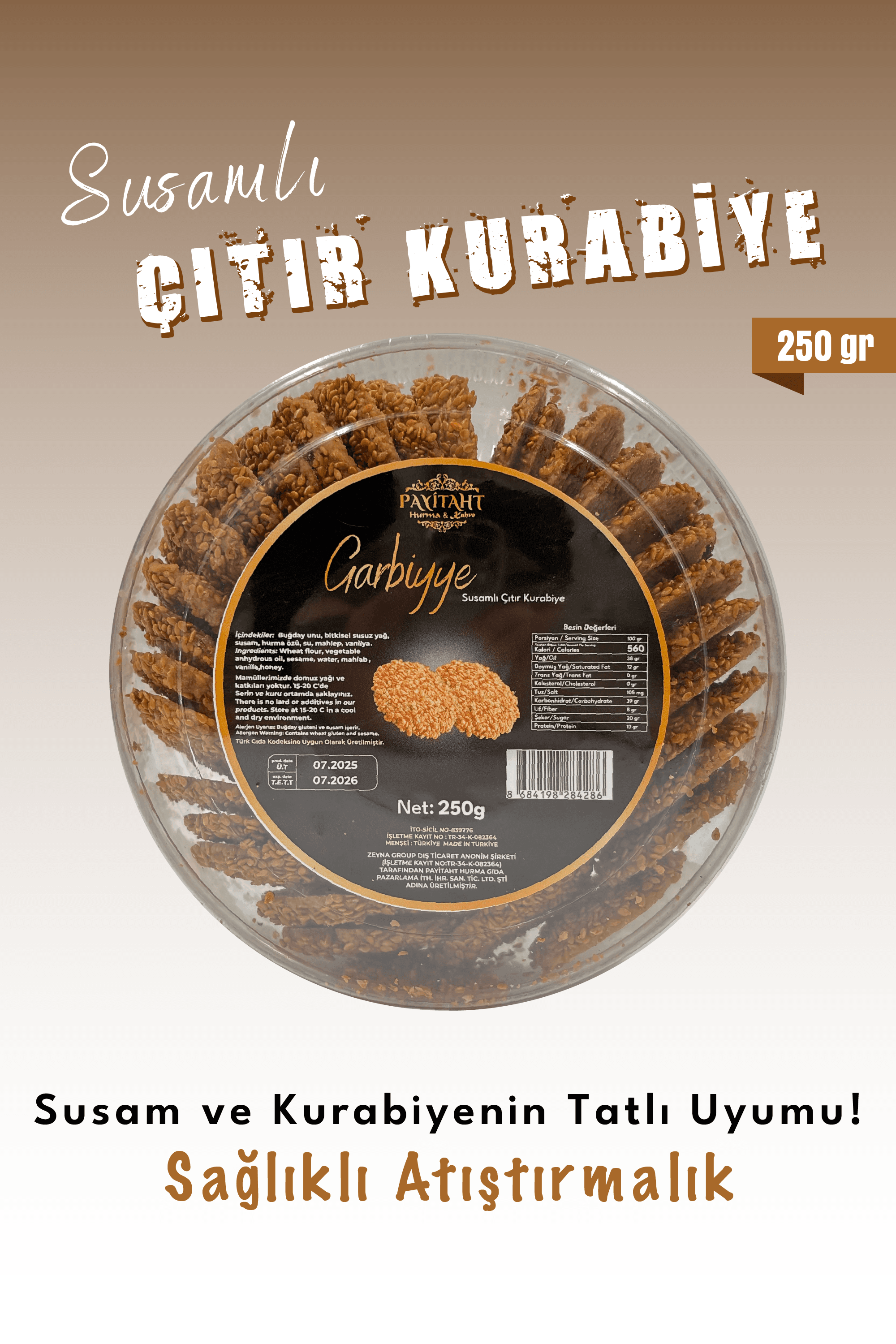 Hurma Özlü Susamlı Çıtır Kurabiye 250 gr