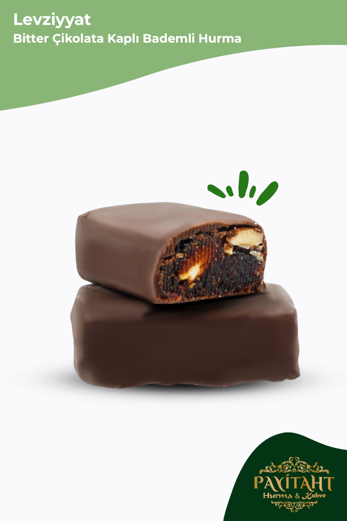 PAYİTAHT Date Levziyyat - Dark Chocolate Covered Almond Dates 250g. 3 PACKAGE