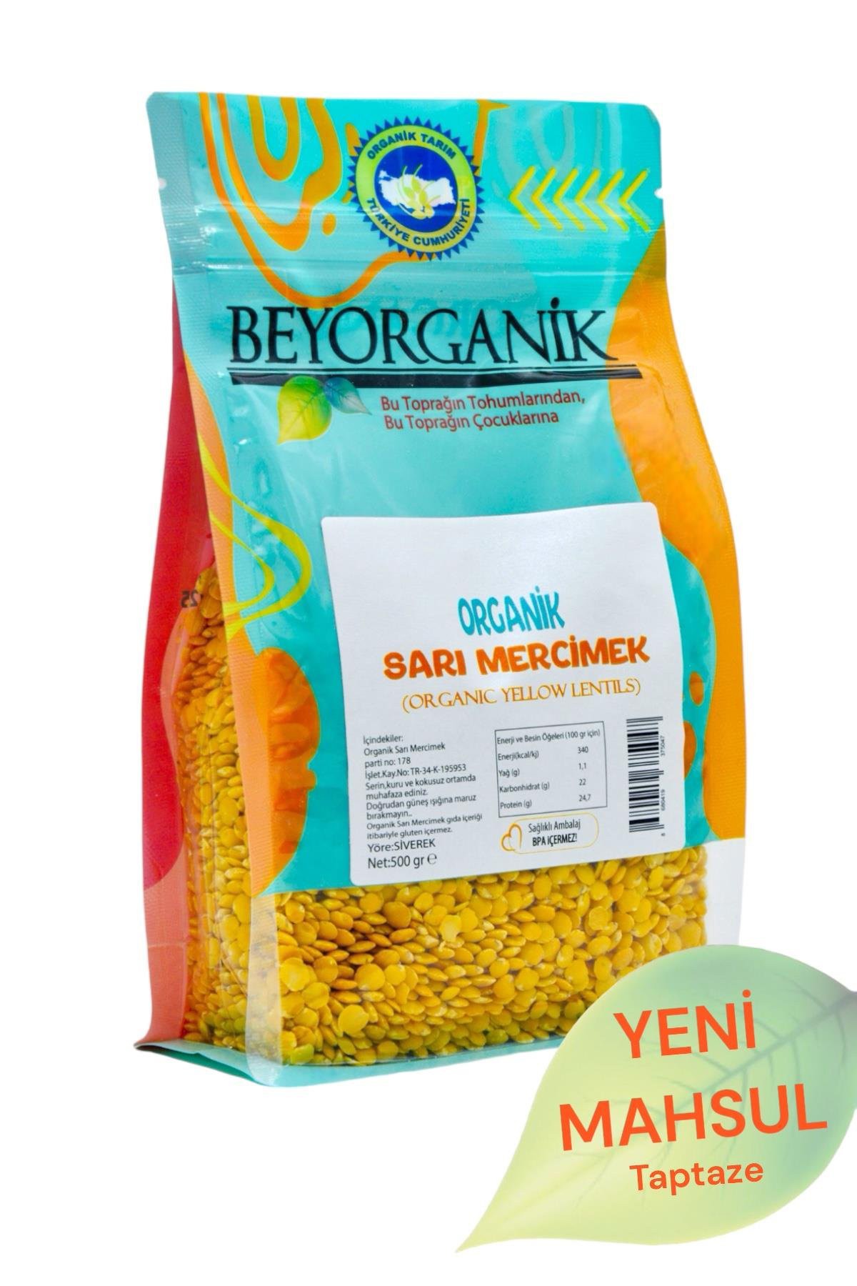 ORGANİK SARI MERCİMEK 500GR