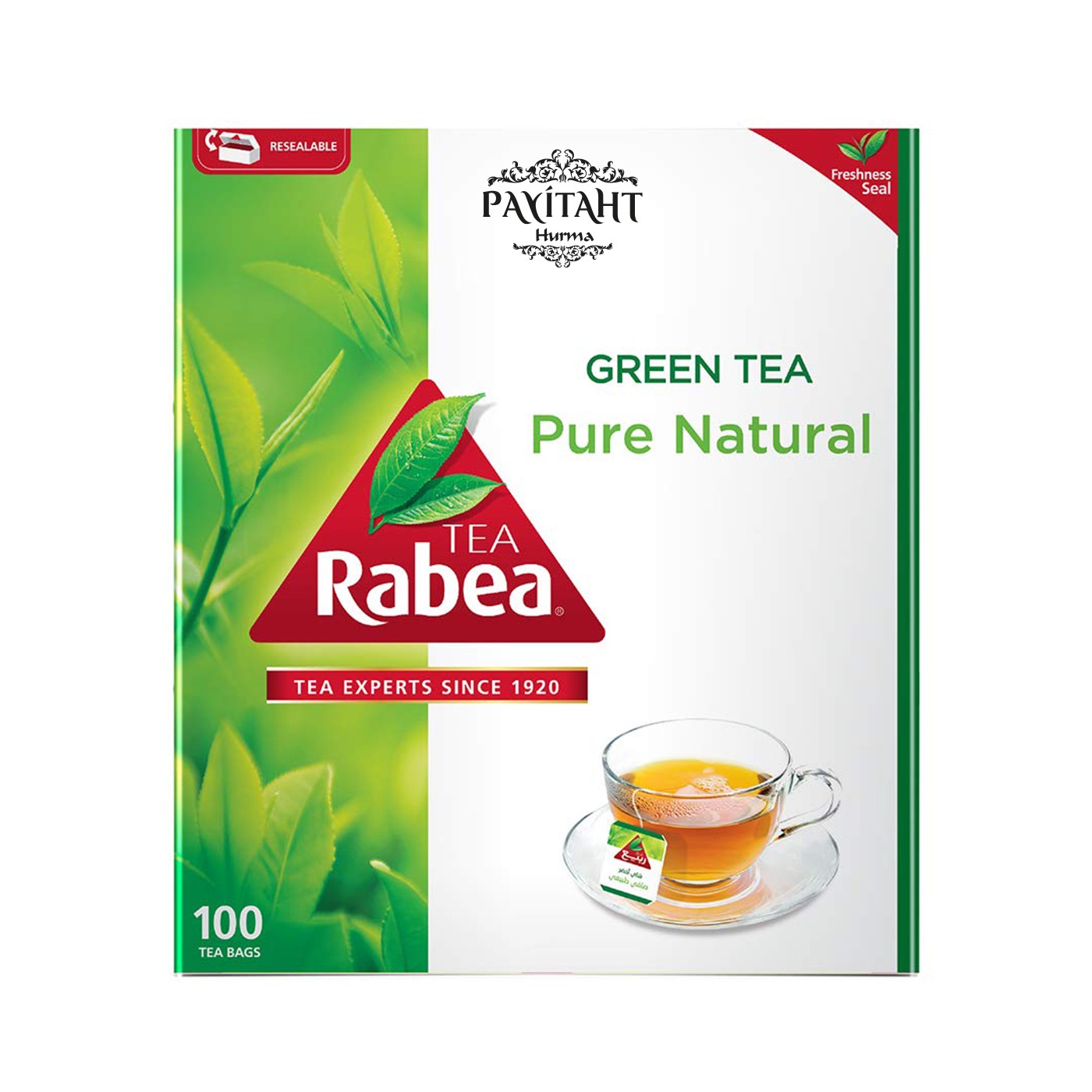 RABEA TEA PURE NATURAL 100 TEA BAGS-GREEN TEA BARDAK SALLAMA YEŞİL ÇAY 100 POŞET