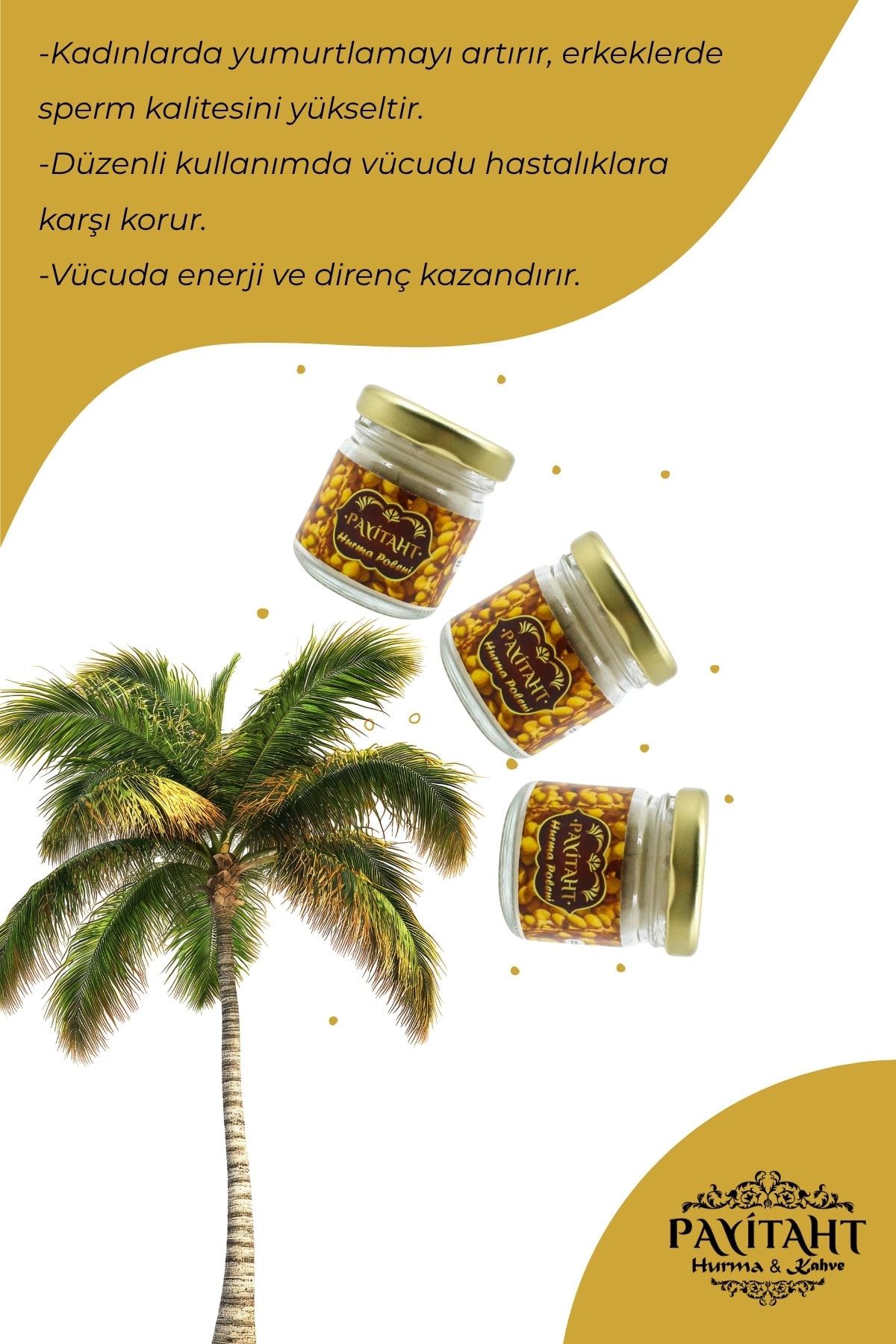 PAYITAHT HURMA-ADDITIVE-FREE ORGANIC 100% PURE NATURAL MEDINA DATE POLLEN 20 GR 3 PACKAGE