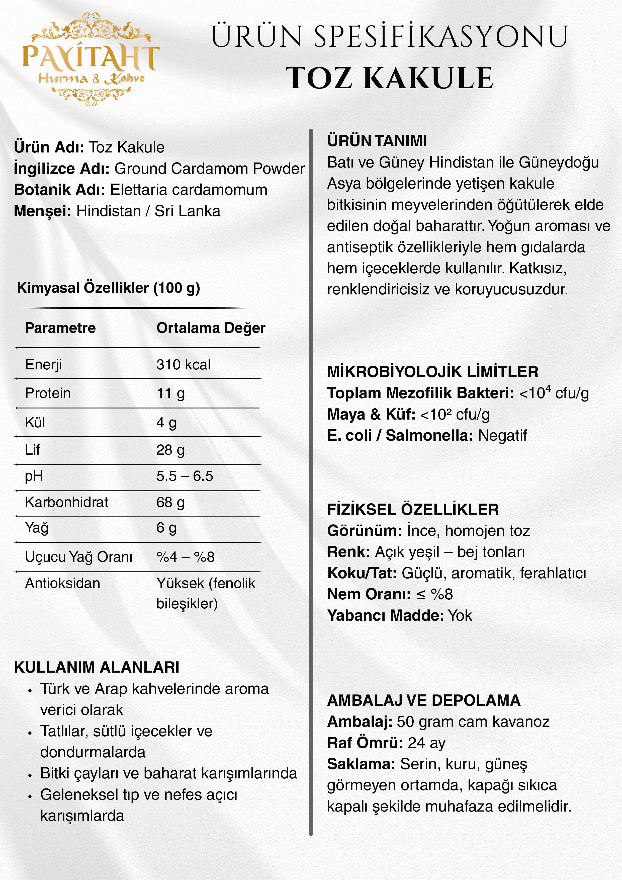 TOZ KAKULE 1. KALİTE 50 GR 5'Lİ PAKET