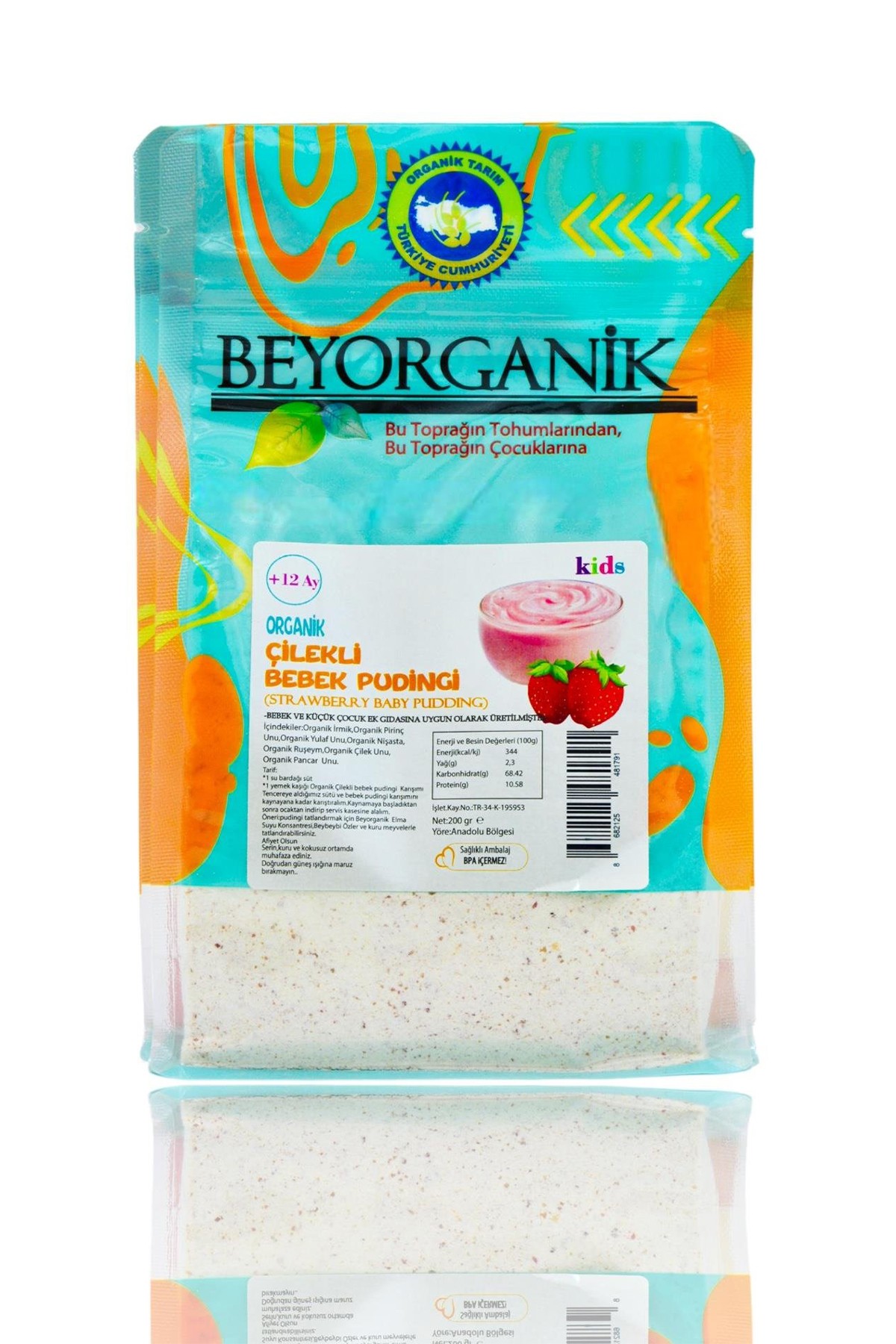 ORGANİK ÇİLEKLİ BEBEK PUDİNGİ 200GR +12 AY