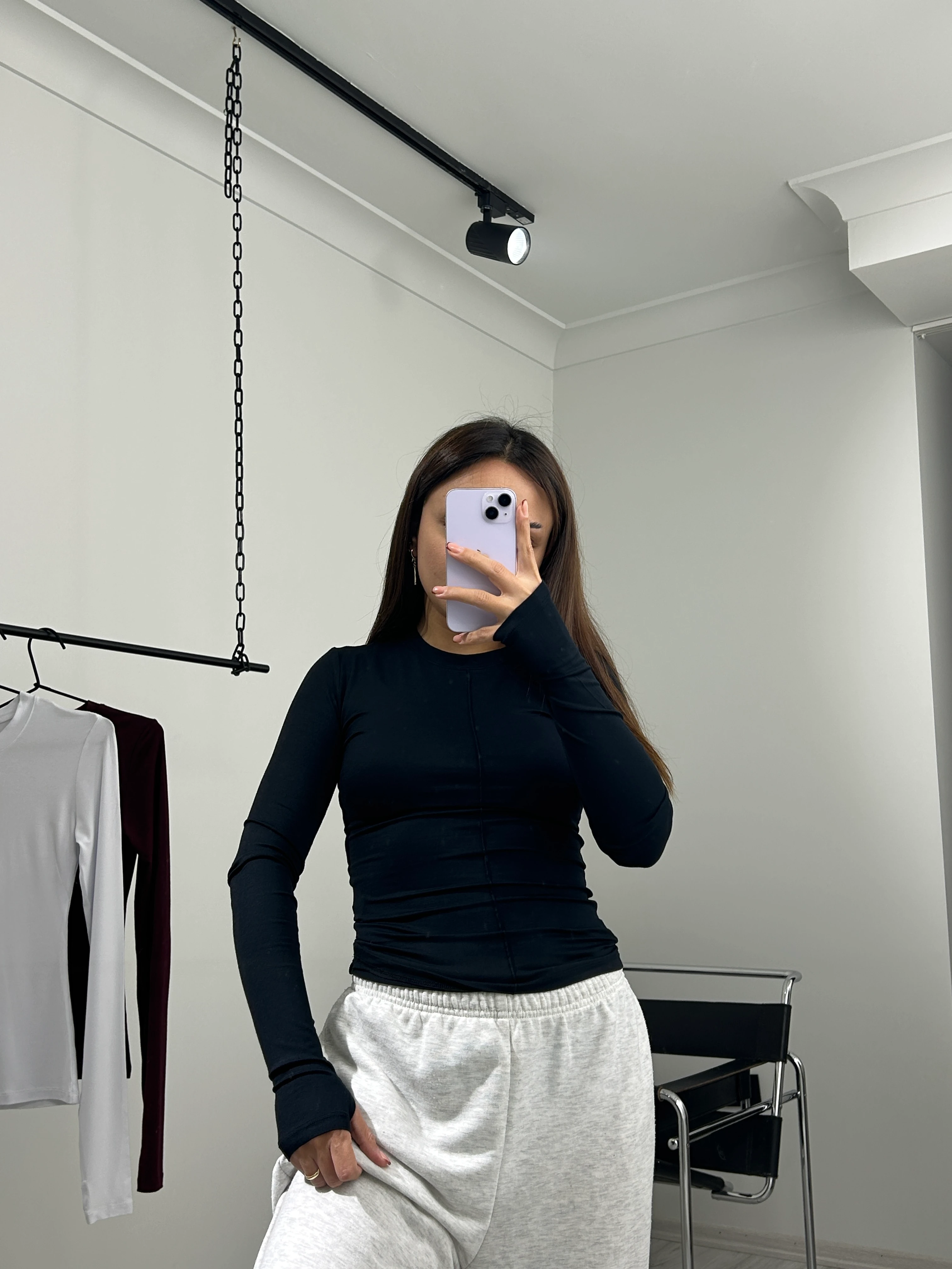 Parmak geçirmeli bluz siyah