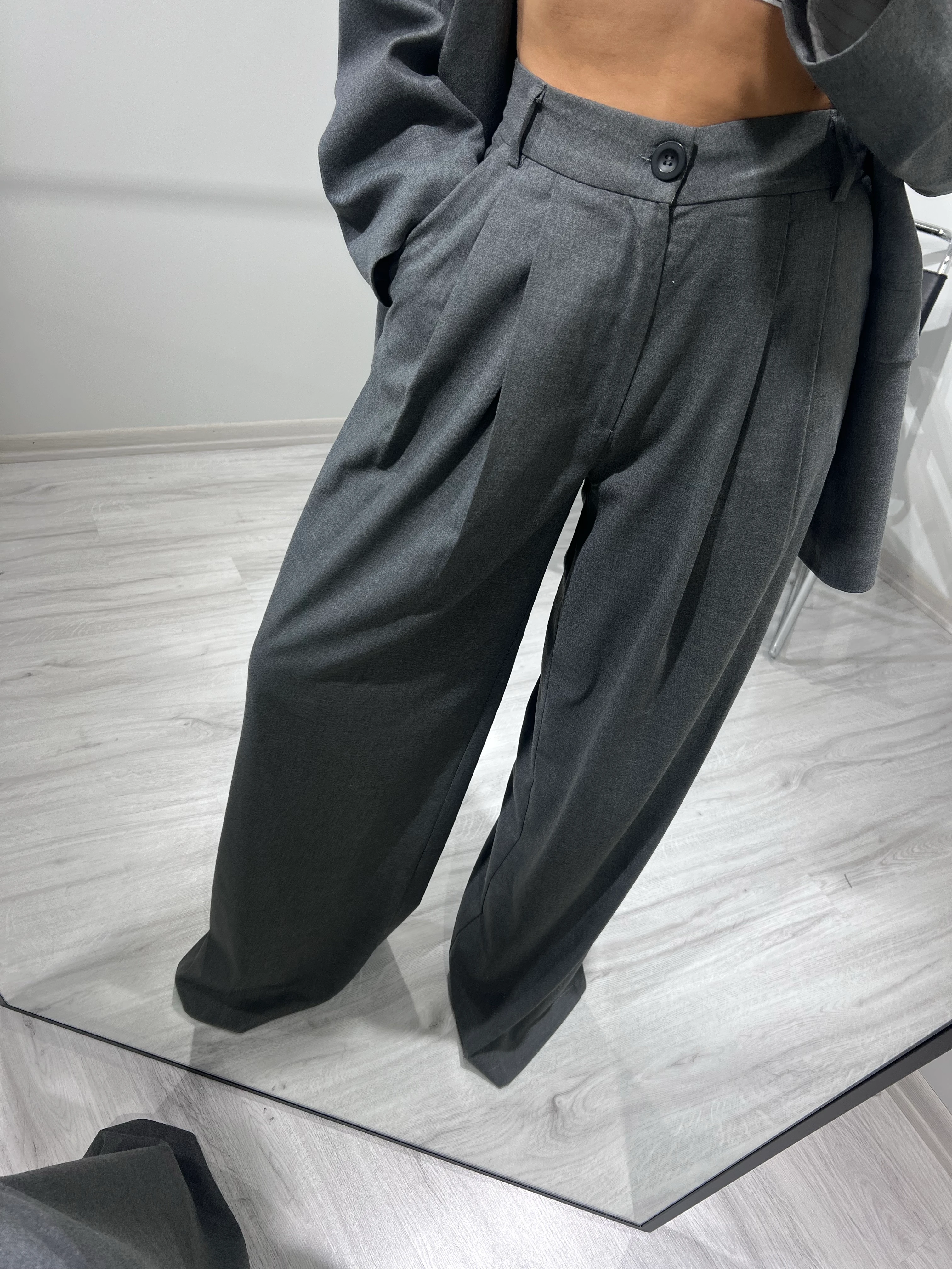 Gri Blazer pantolon takım