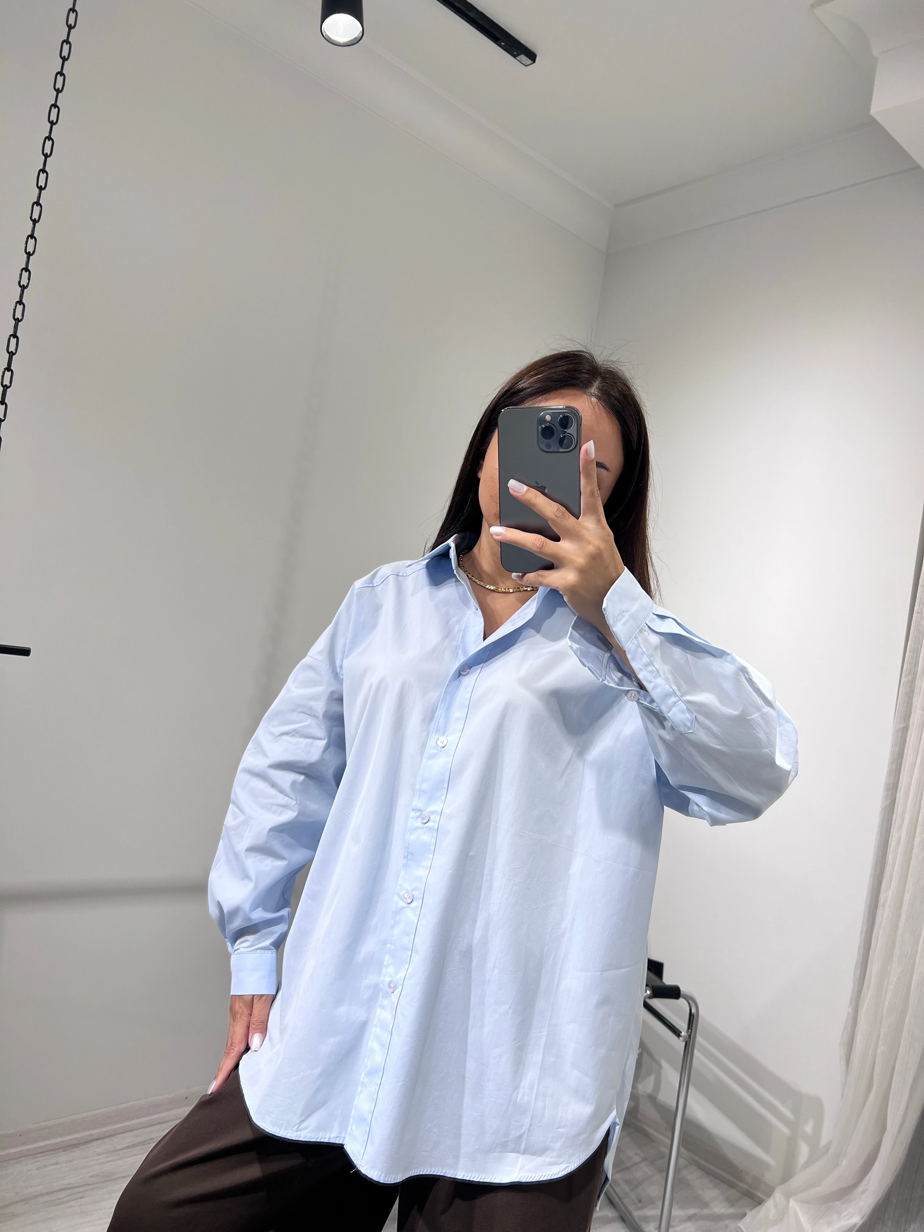 Oversize gömlek mavi