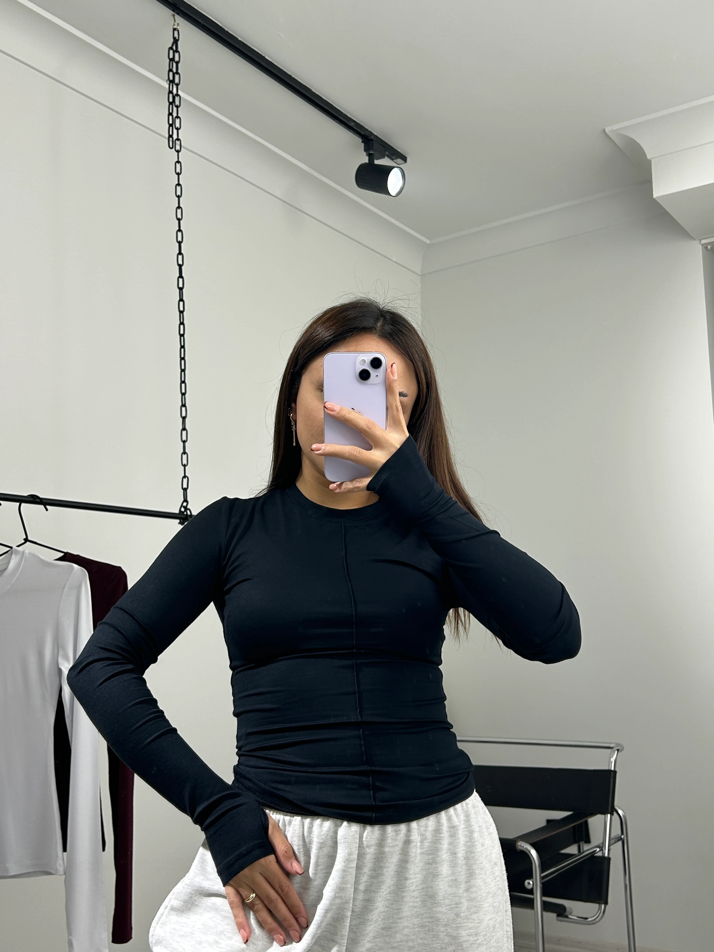 Parmak geçirmeli bluz siyah