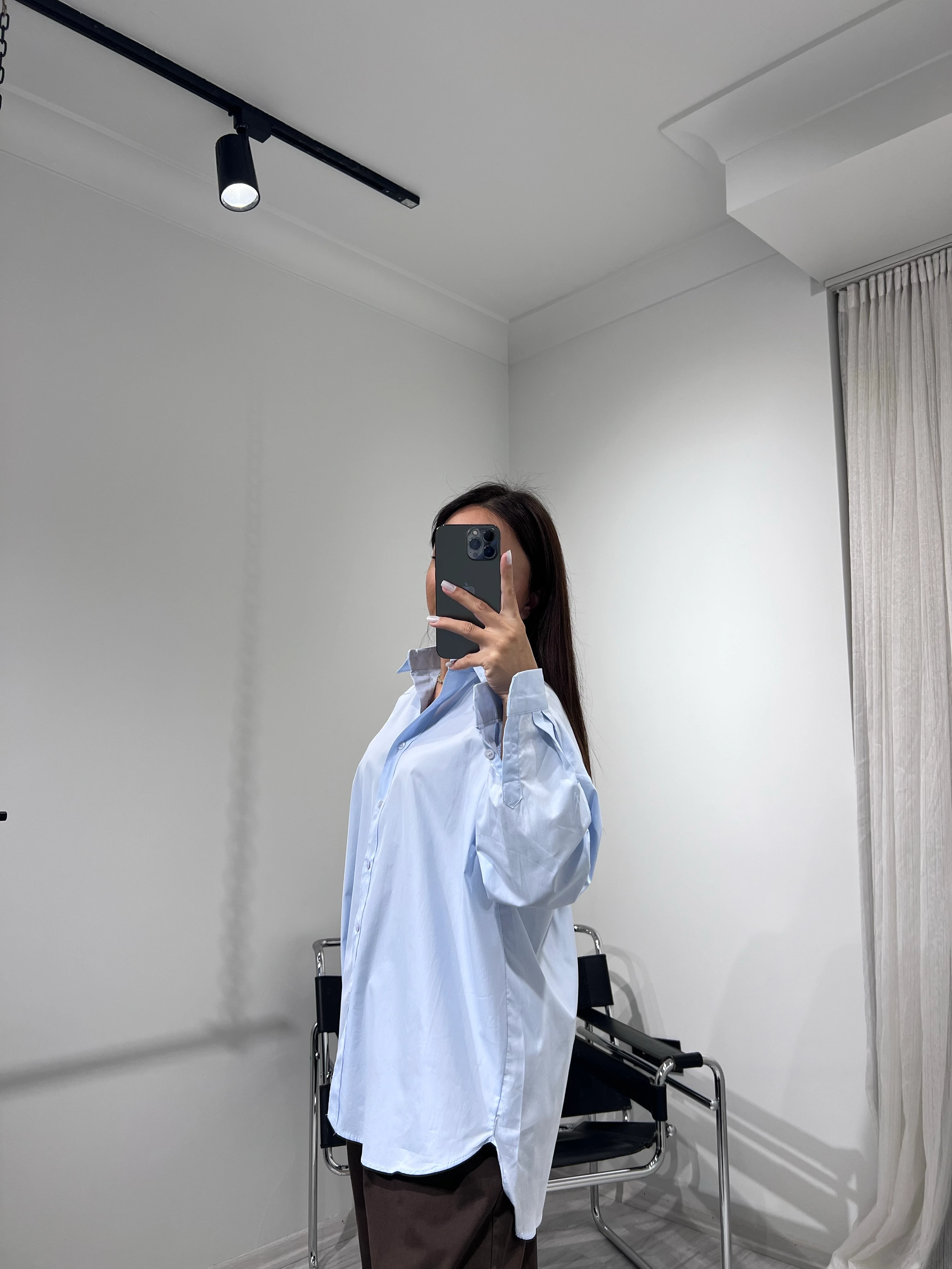 Oversize gömlek mavi