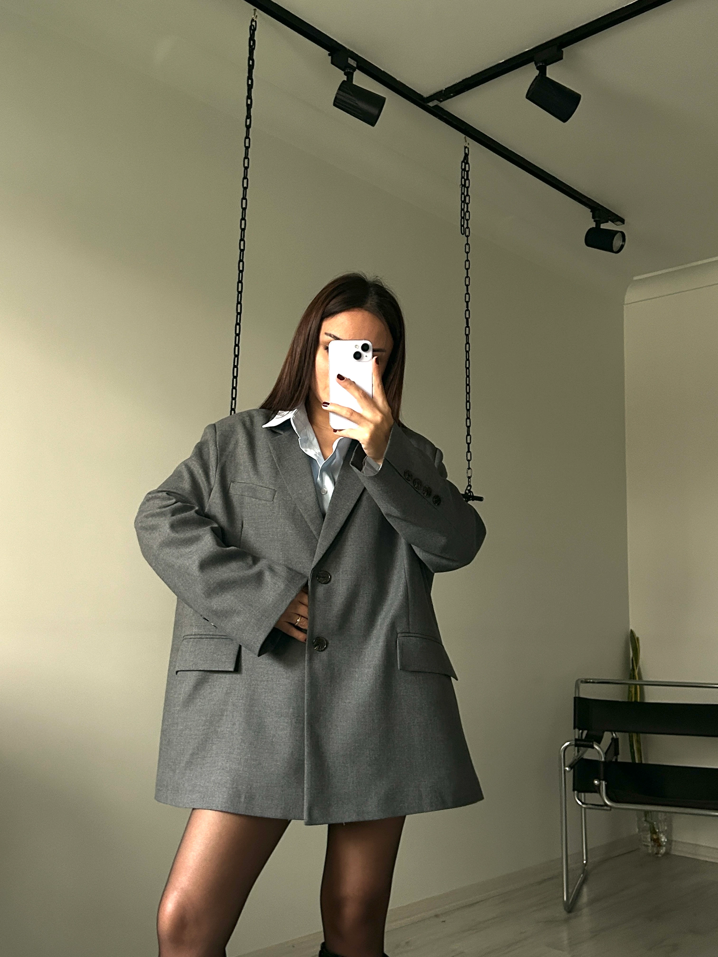 Gri oversize blazer ceket