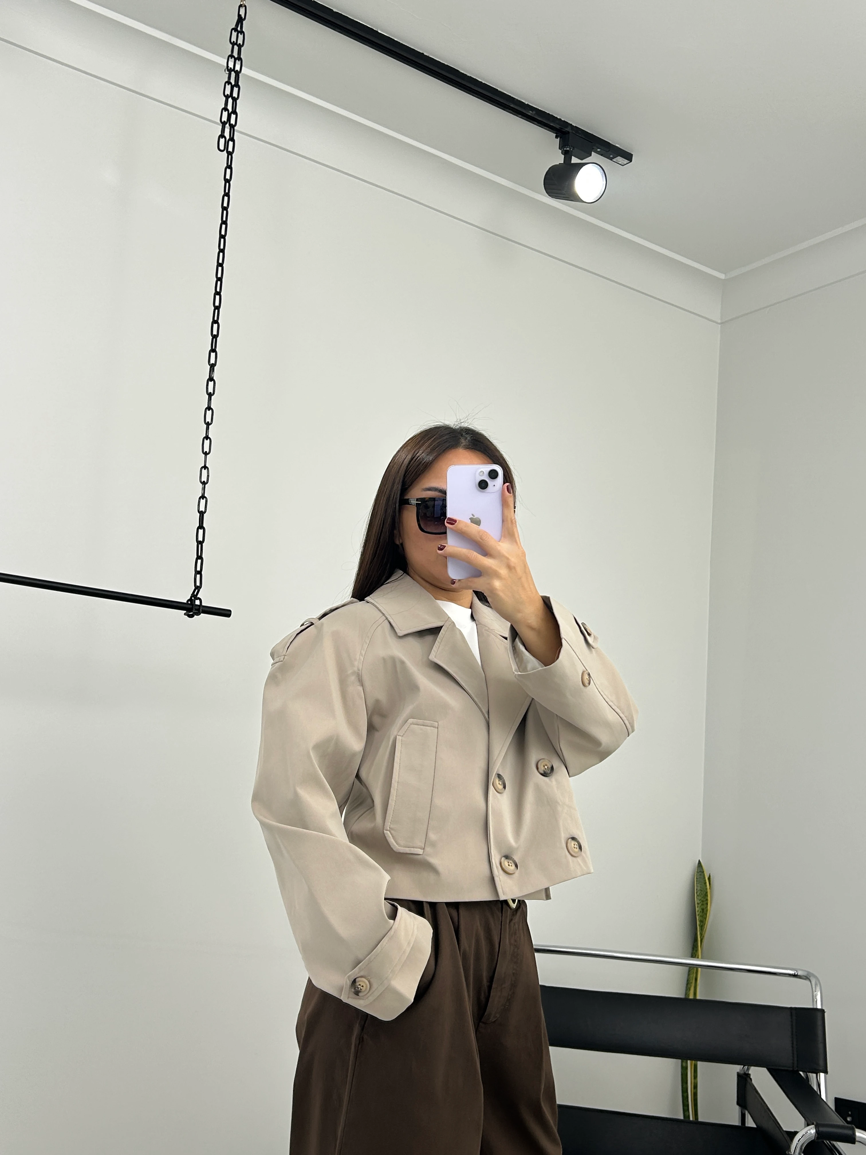 Kısa Trençkot taş