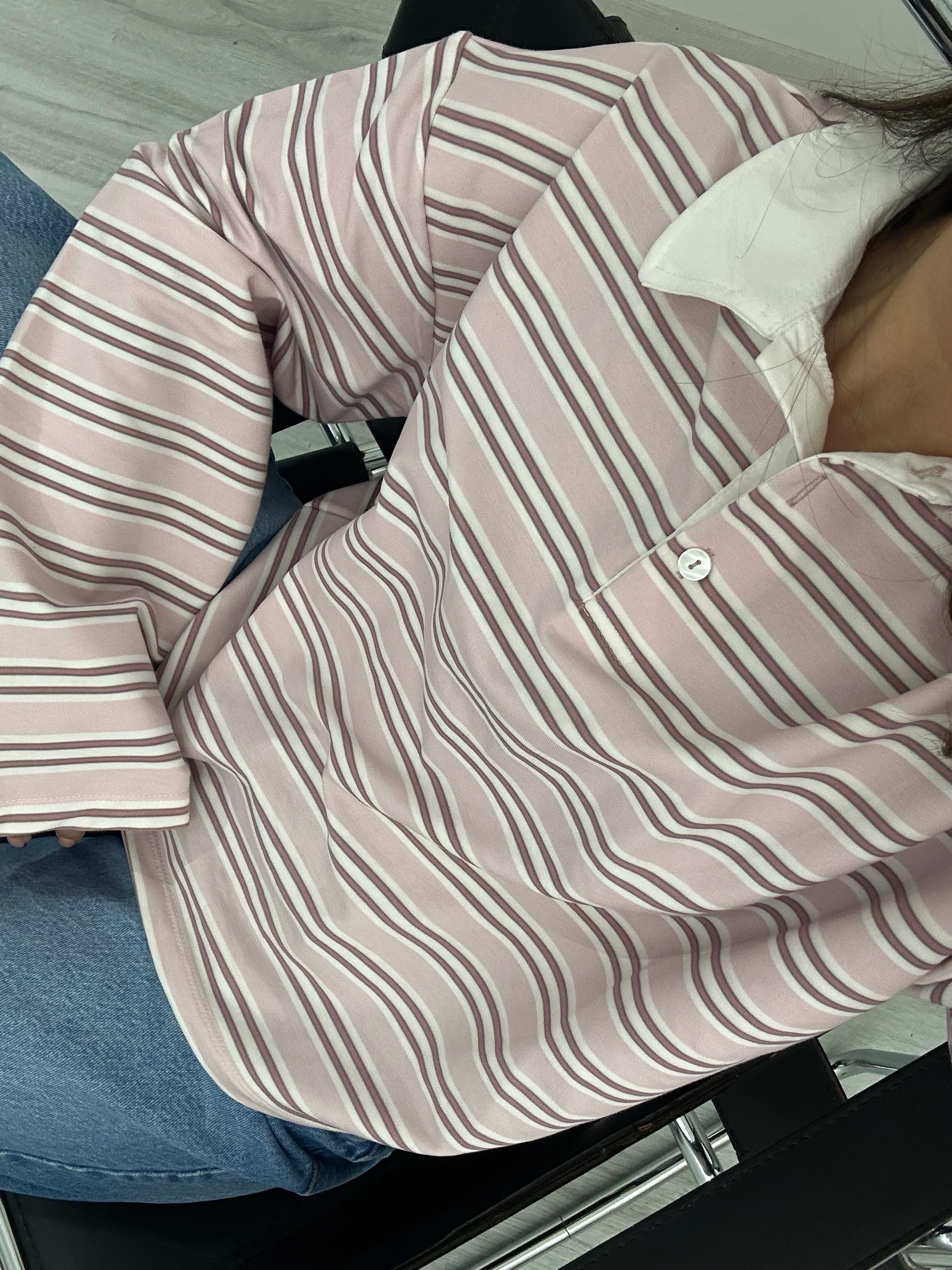 Çizgili polo yaka longsleeve