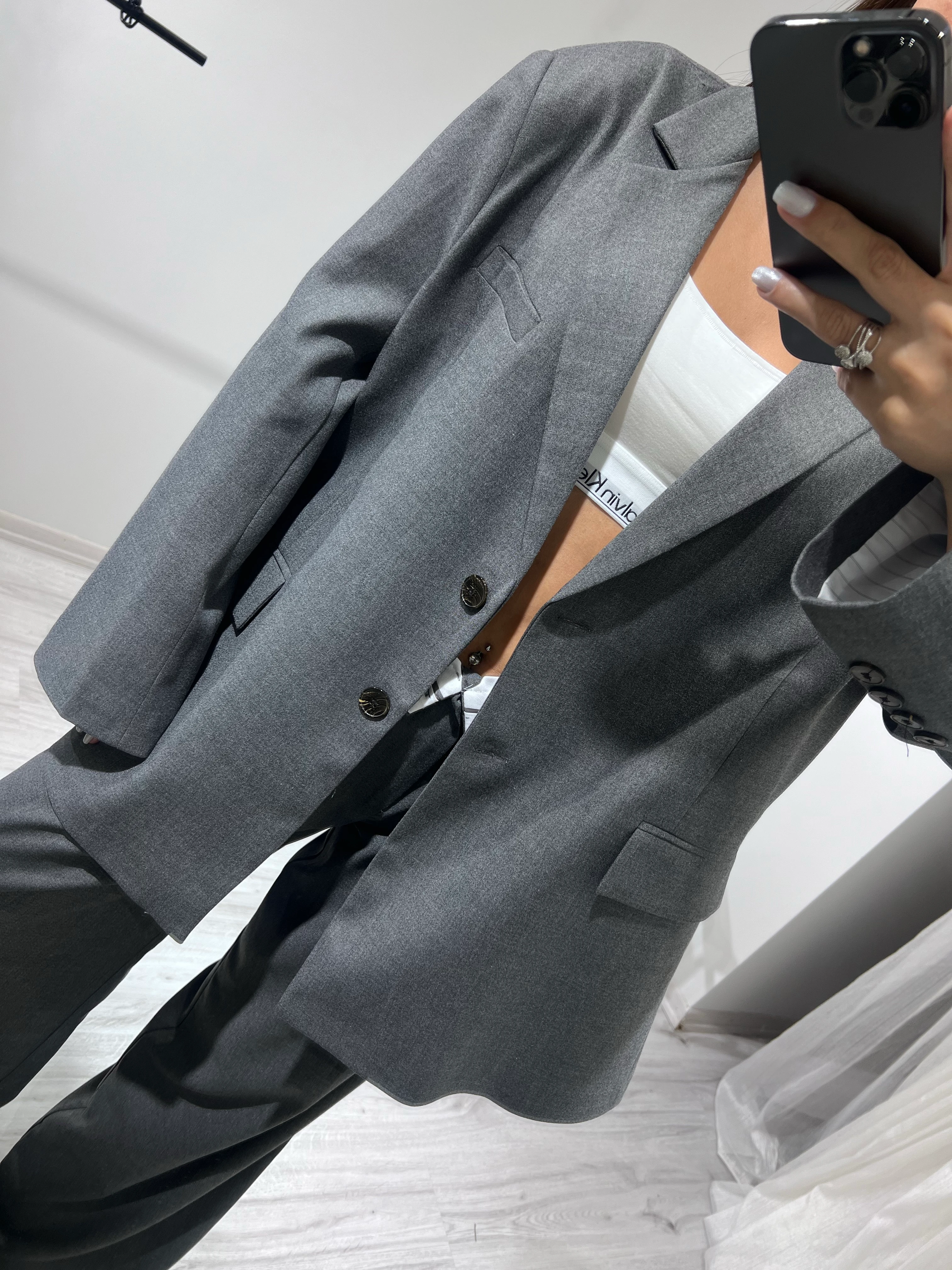 Gri Blazer pantolon takım