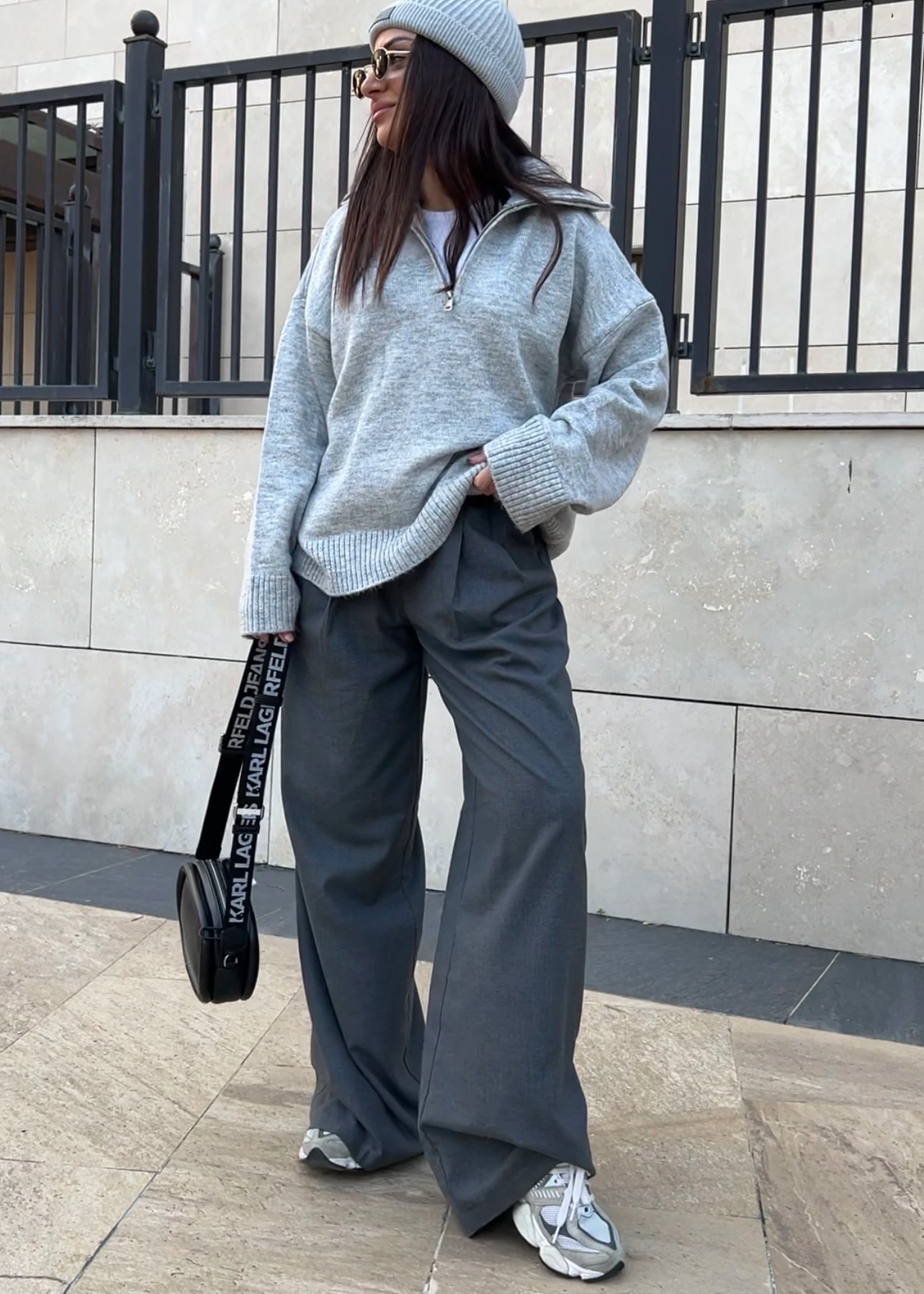 Çift pileli palazzo pantolon