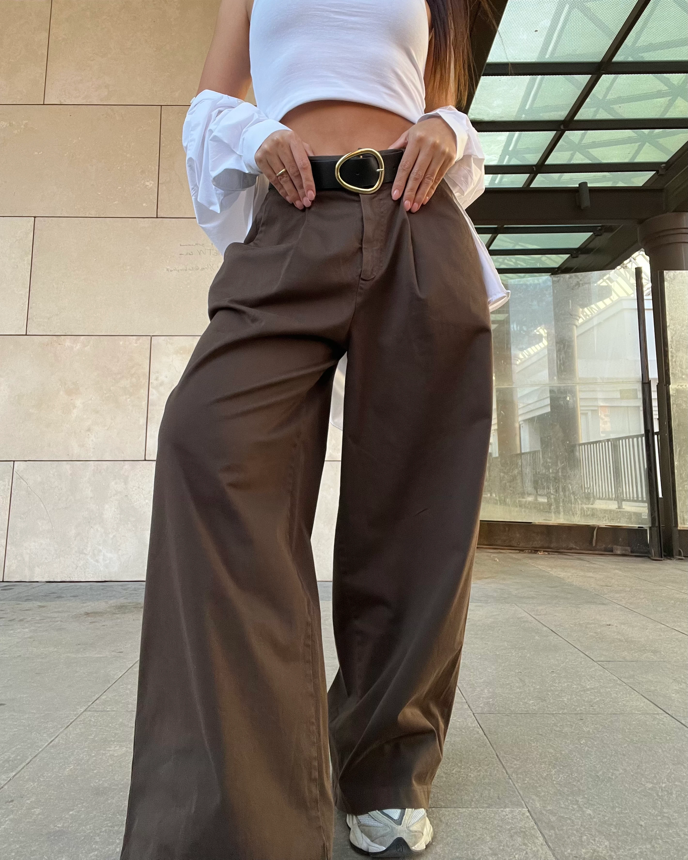 Kemerli pantolon kahve