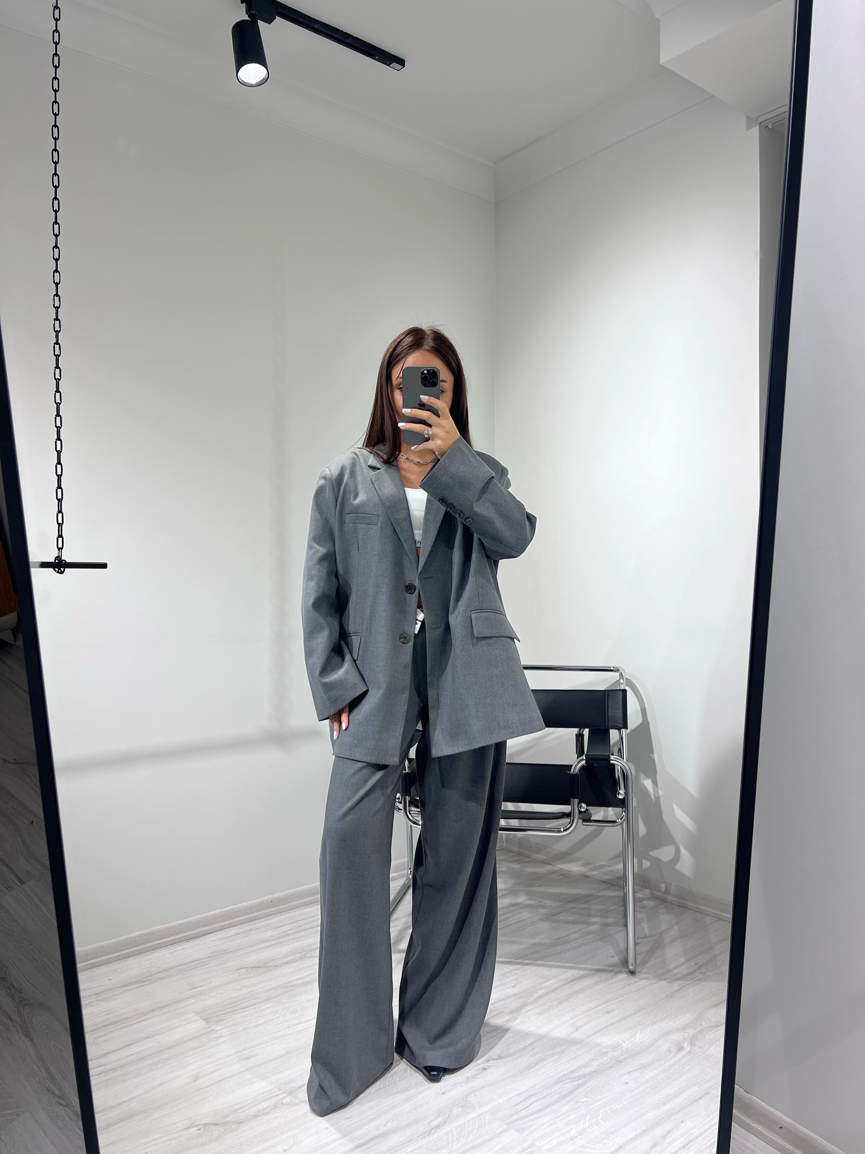 Gri Blazer pantolon takım