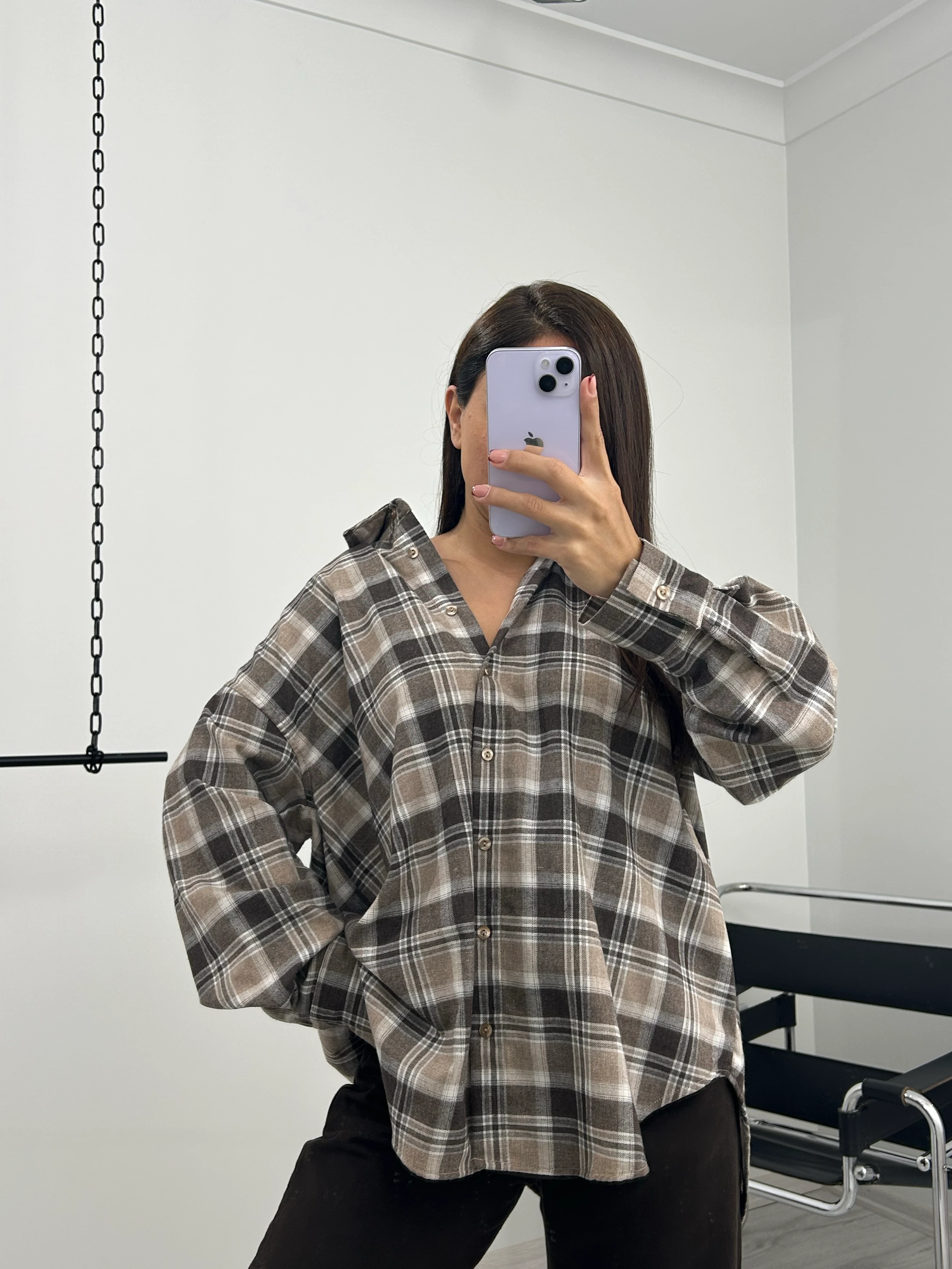 Ekose gömlek açık kahve