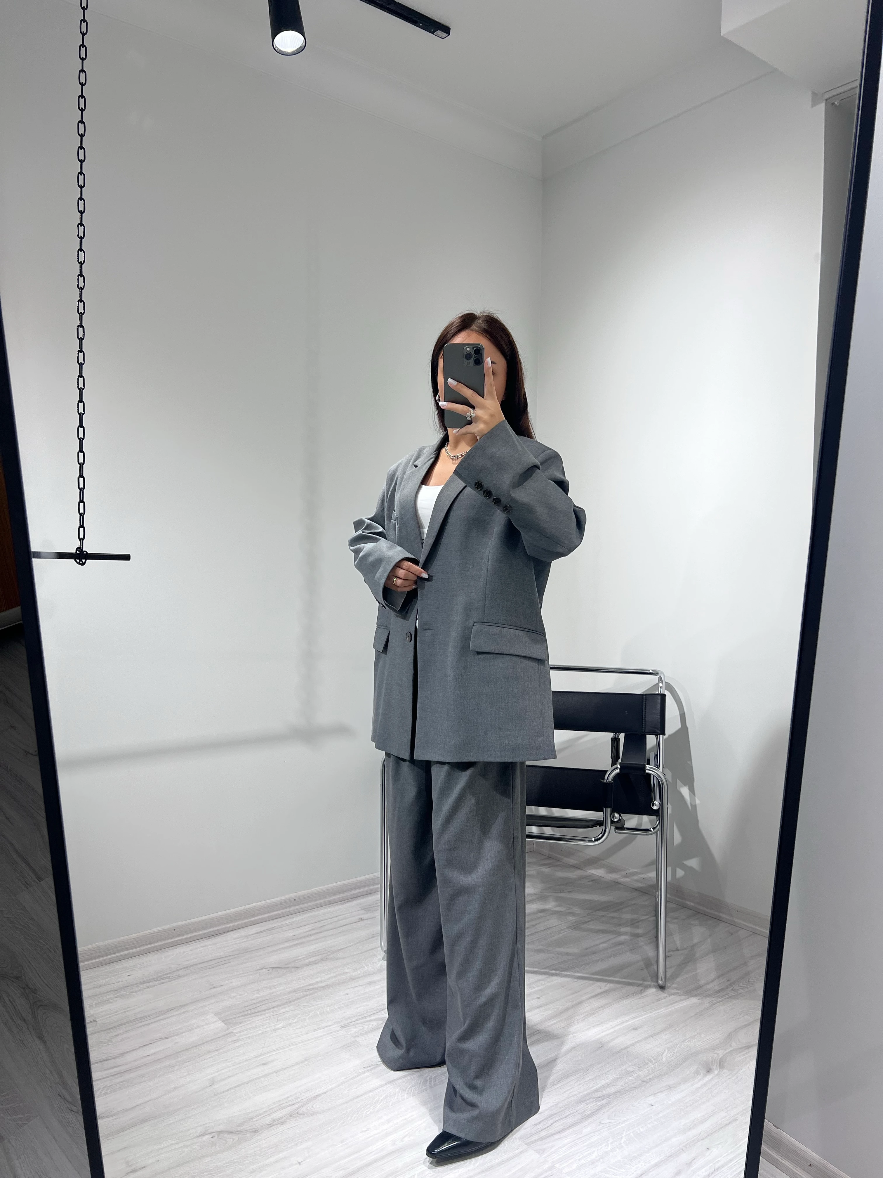 Gri Blazer pantolon takım