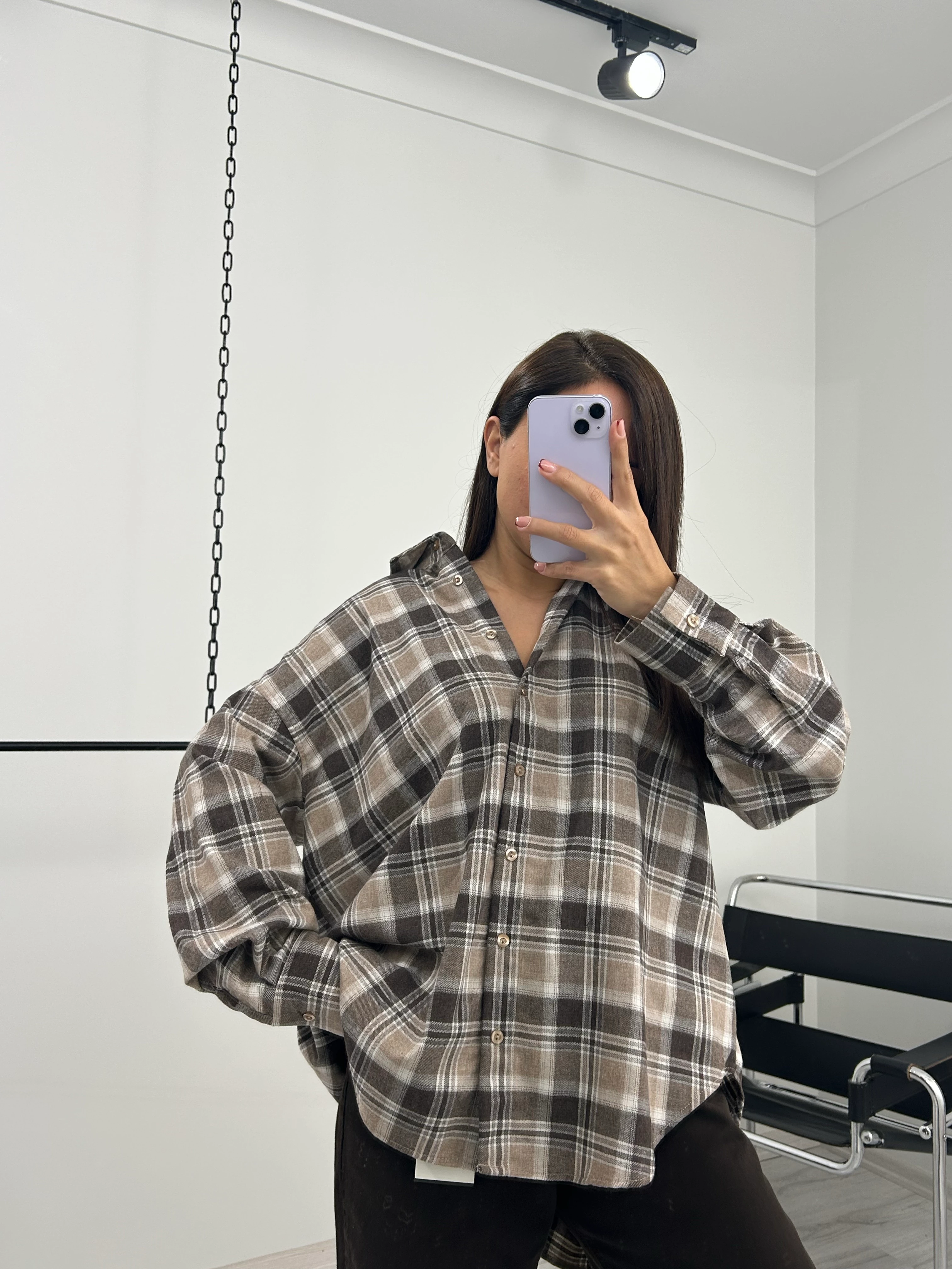 Ekose gömlek açık kahve