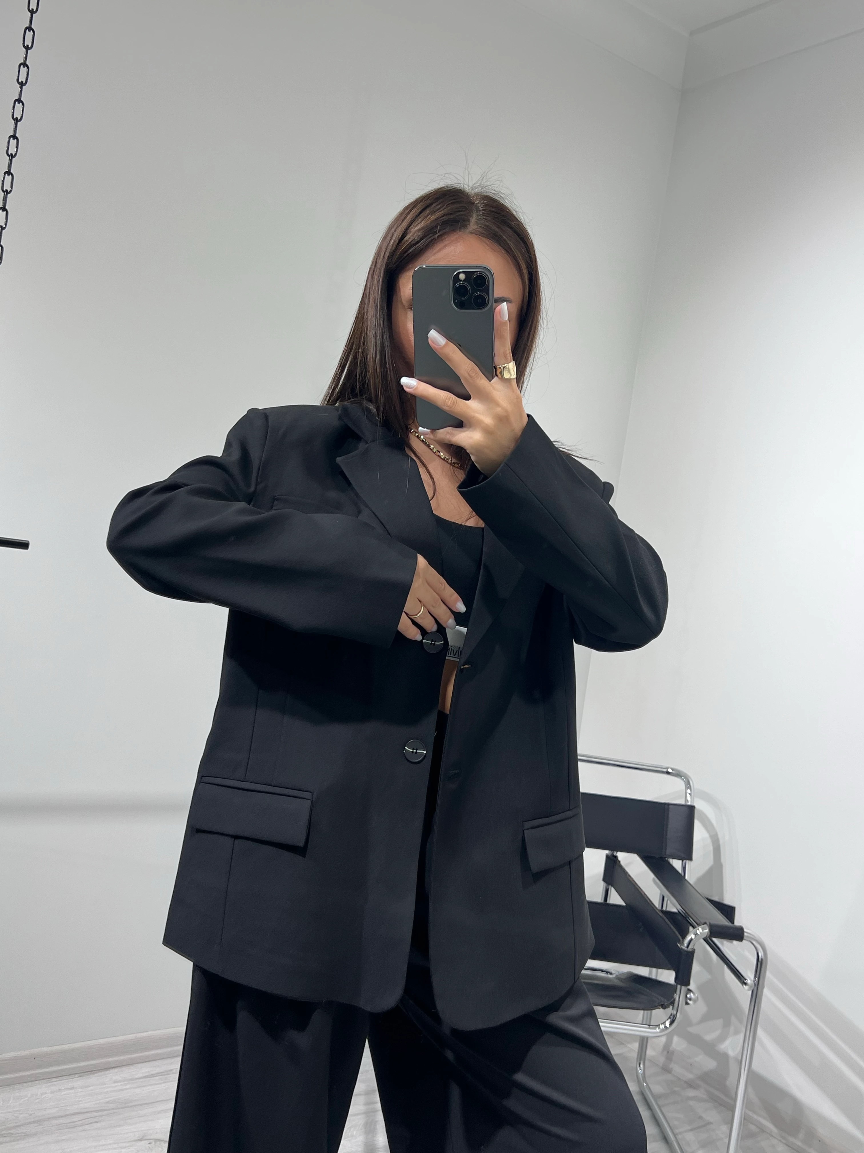 Siyah Blazer pantolon takım