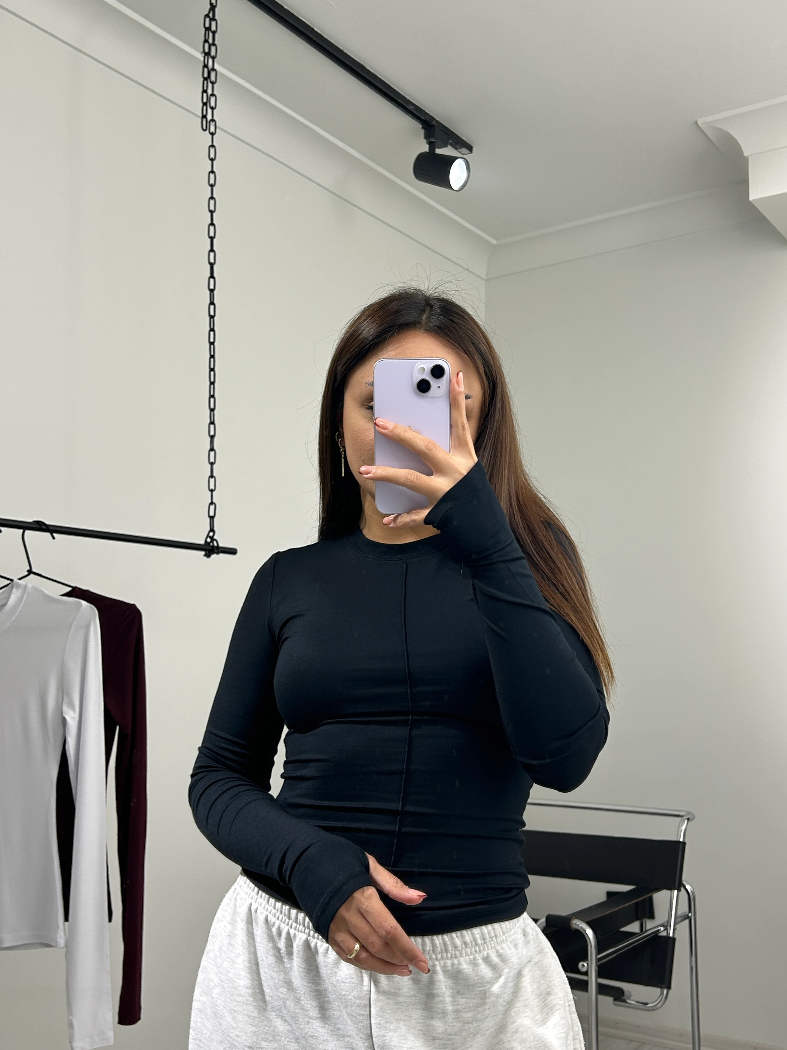 Parmak geçirmeli bluz siyah