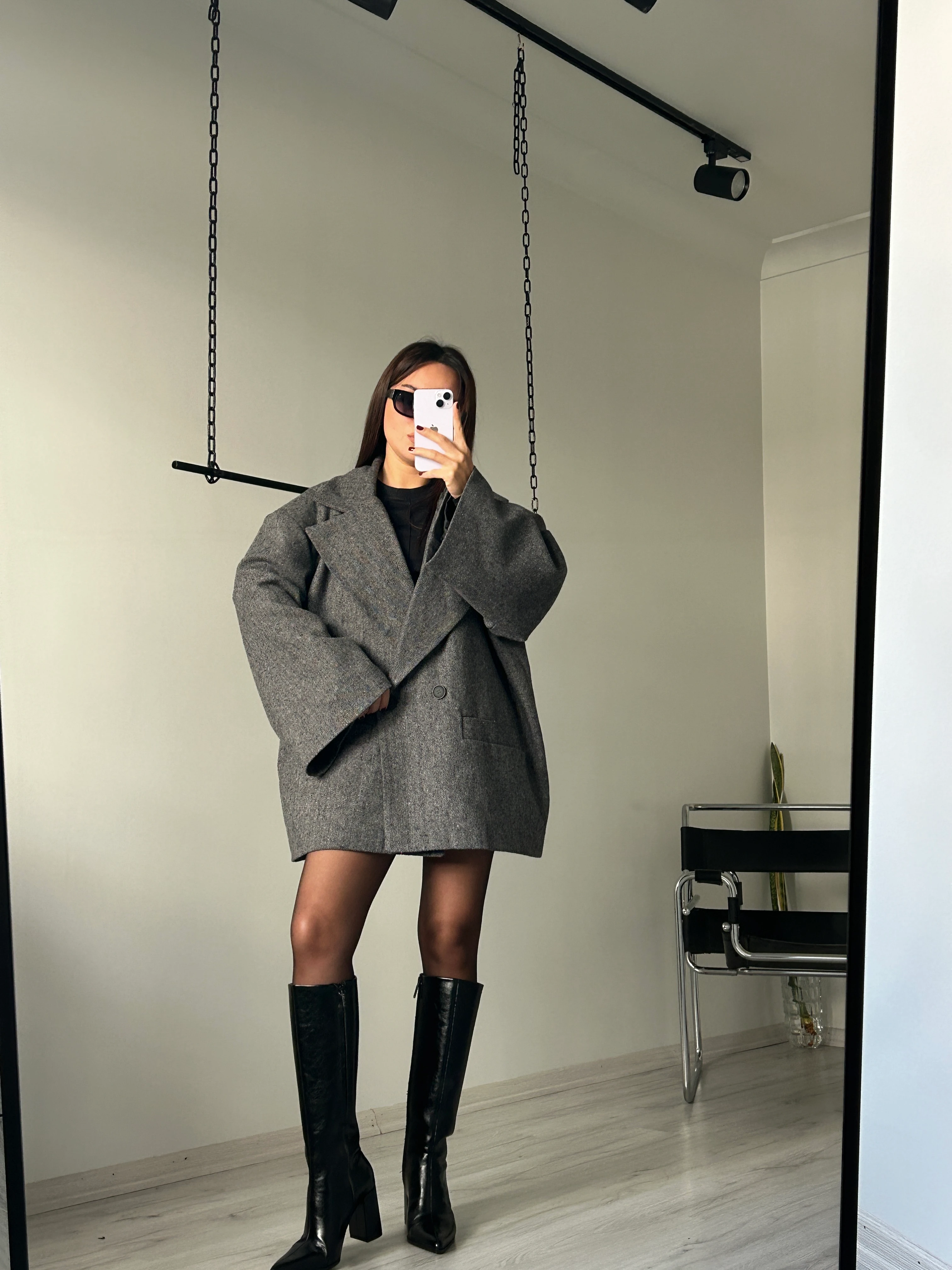 Balıksırtı vatkalı kaşe kaban orta boy