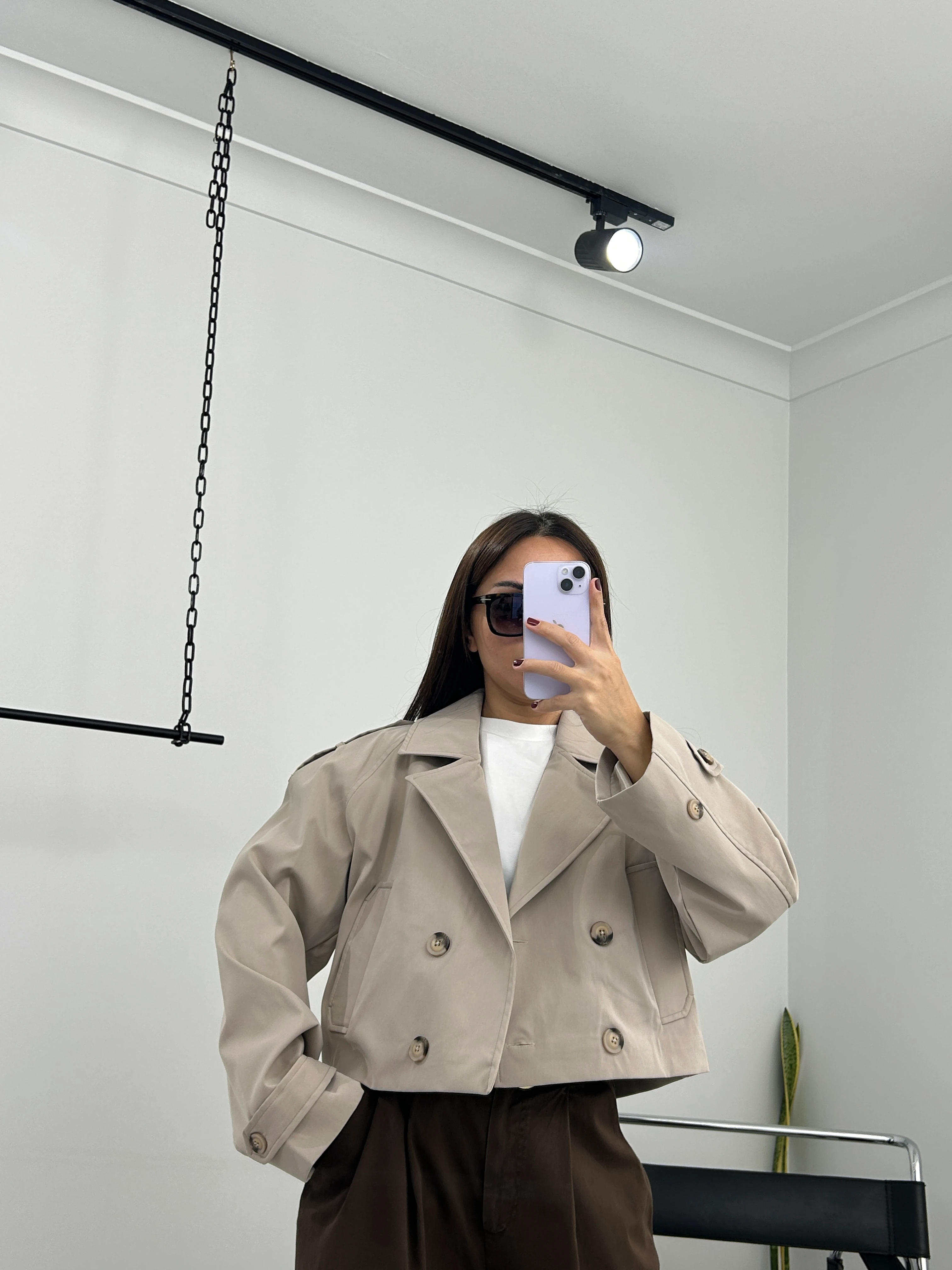 Kısa Trençkot taş