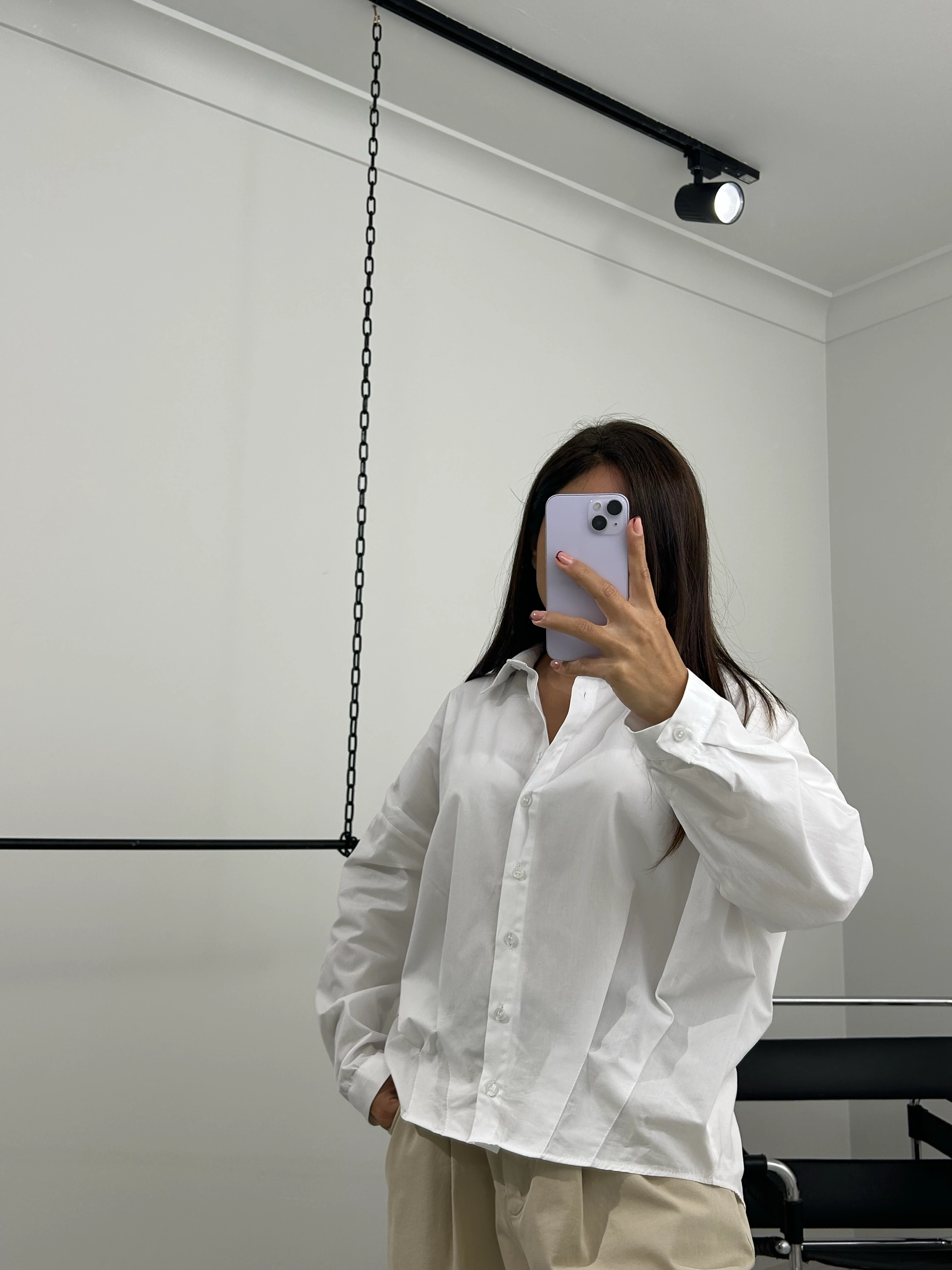 Pile detaylı oversize gömlek beyaz