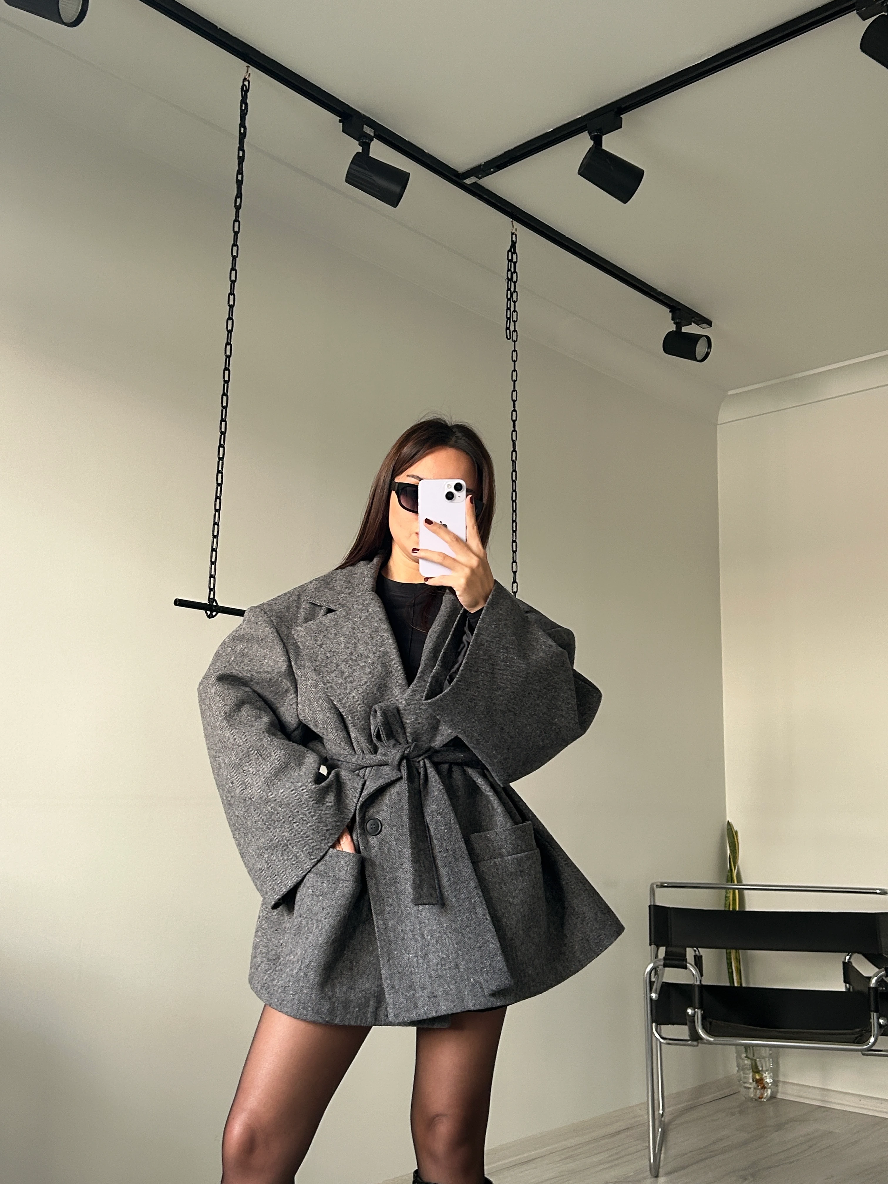 Balıksırtı vatkalı kaşe kaban orta boy