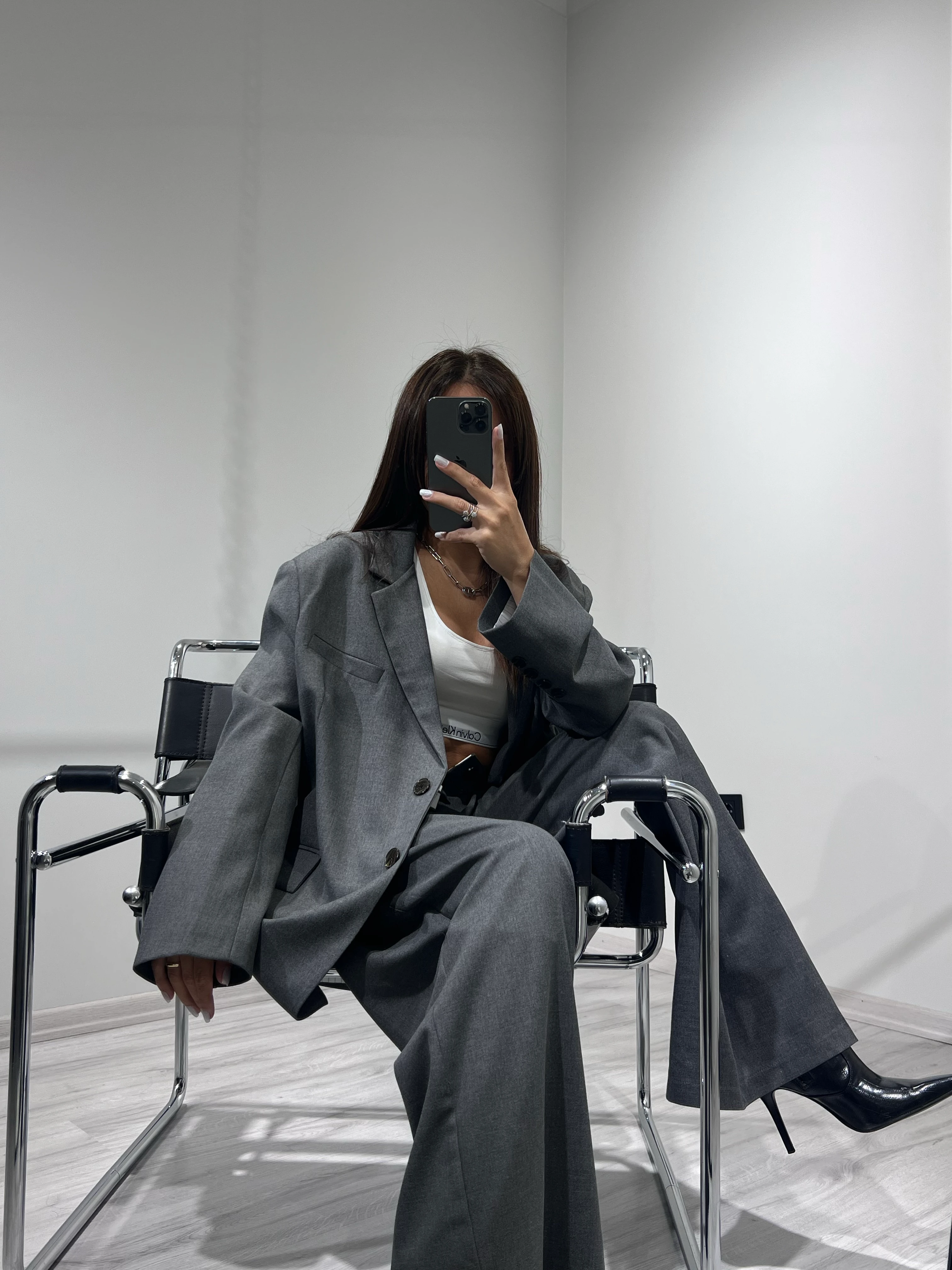 Gri Blazer pantolon takım