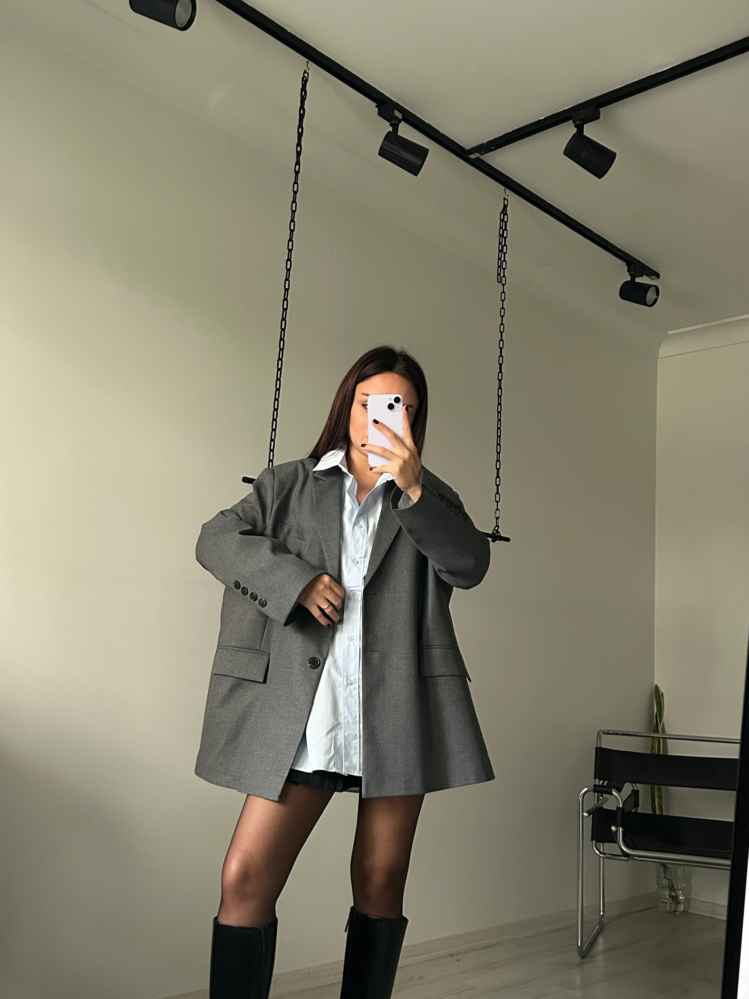 Gri oversize blazer ceket