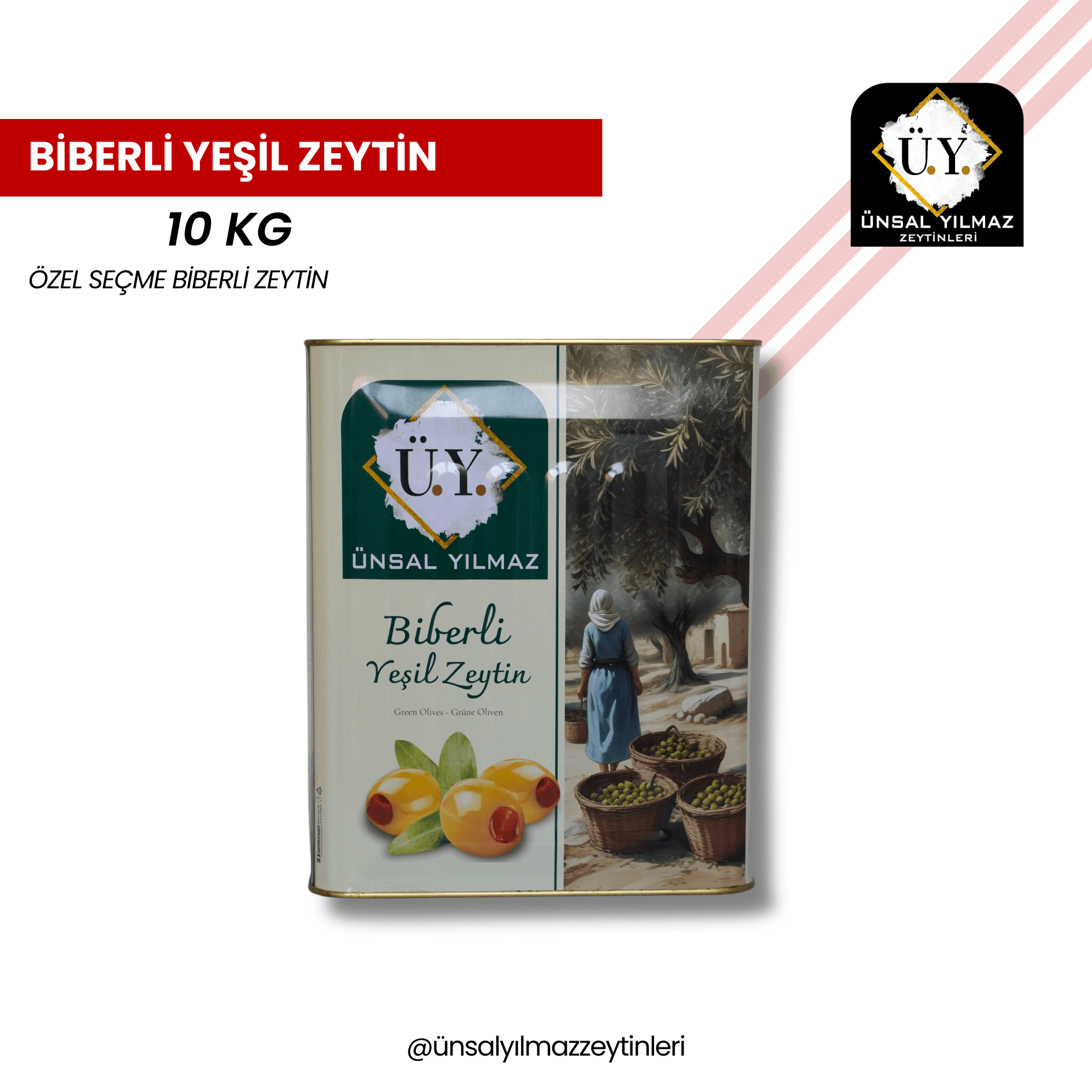 BİBERLİ YEŞİL ZEYTİN 10 KG
