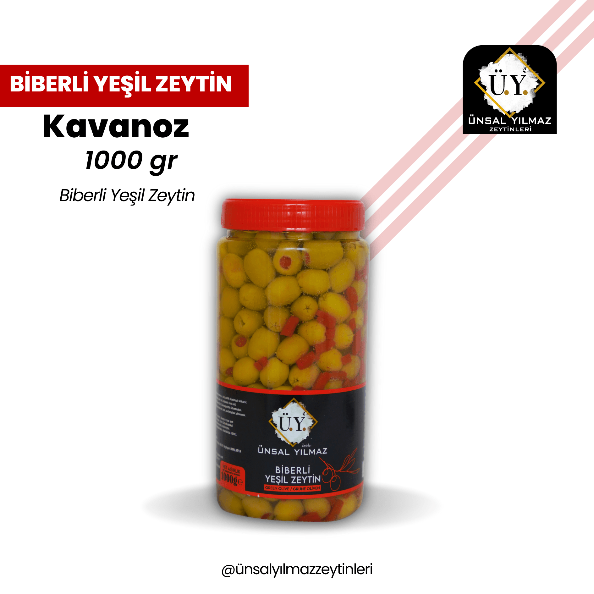 Biberli Yeşil Zeytin 1000 gr main variant image