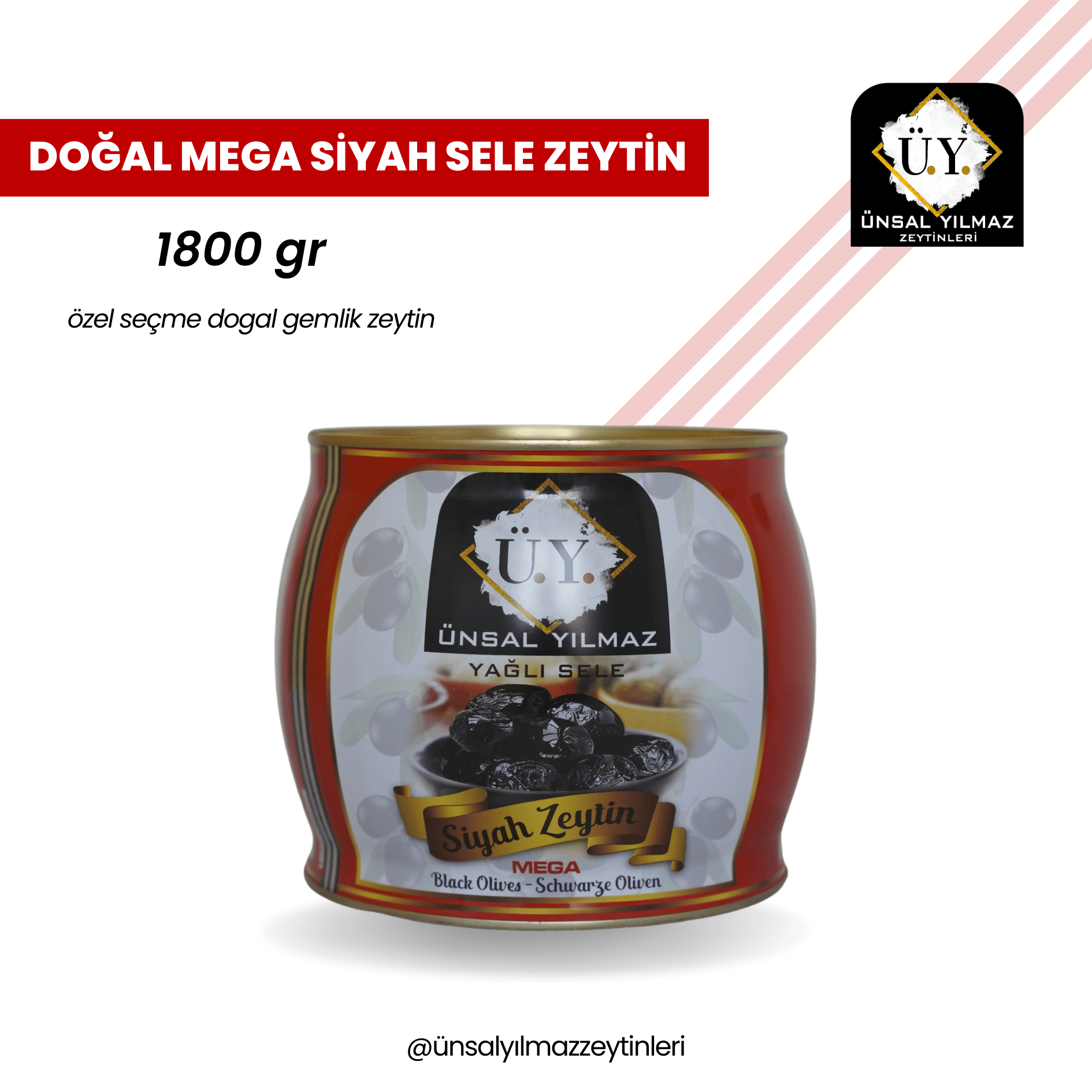 Doğal MEGA Siyah Sele Zeytin 1800 gr main variant image