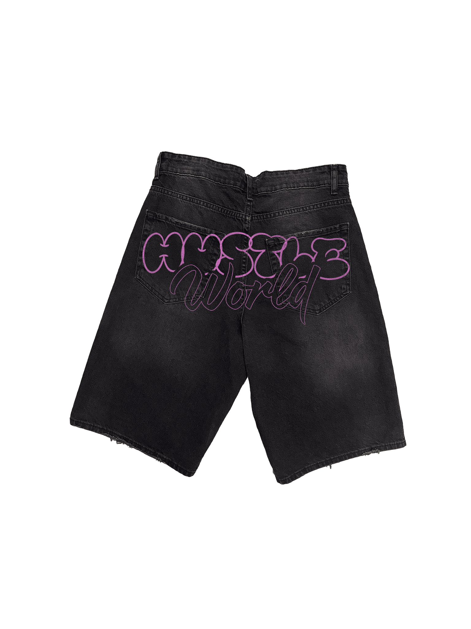 HW Soft Pink Badge Jort – Washed Black