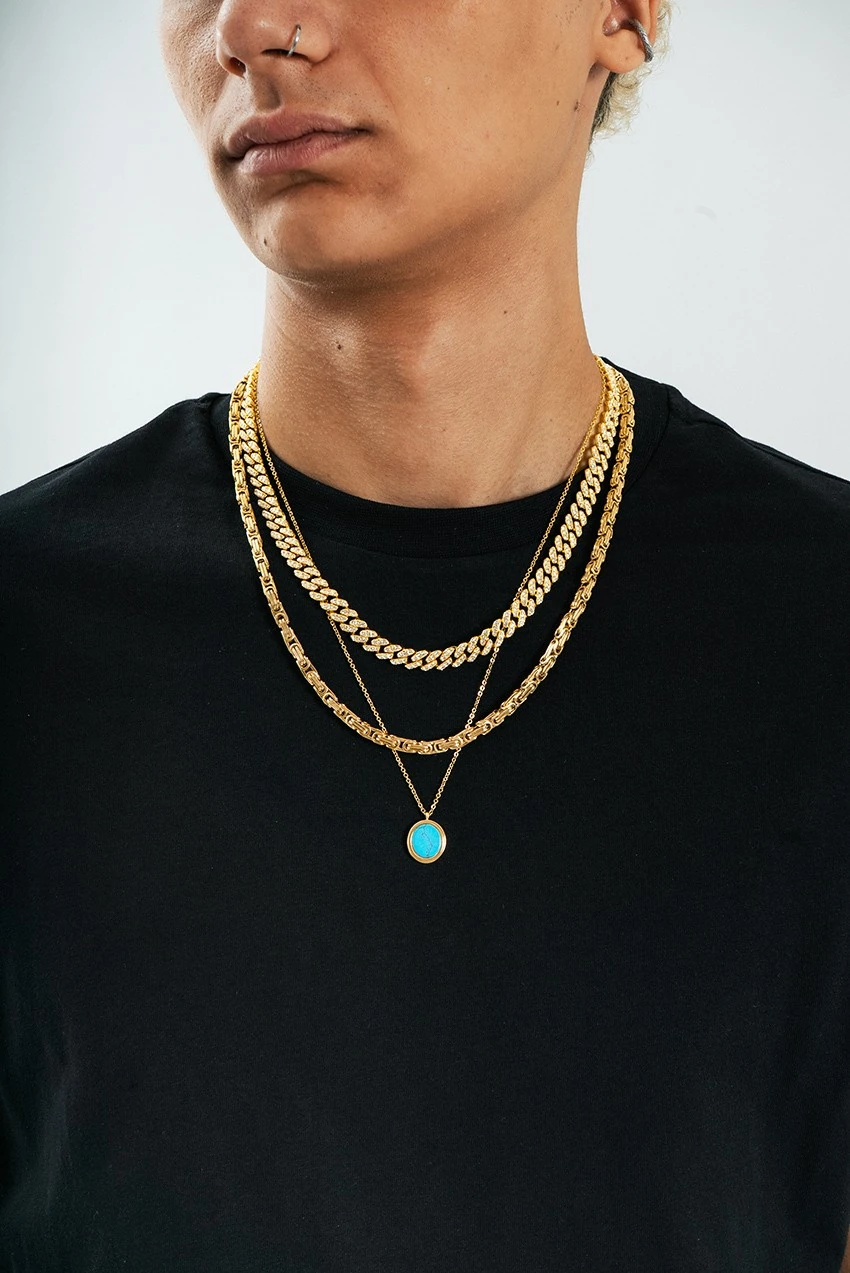 3'lü Gold Renk Kolye Seti - Sarı