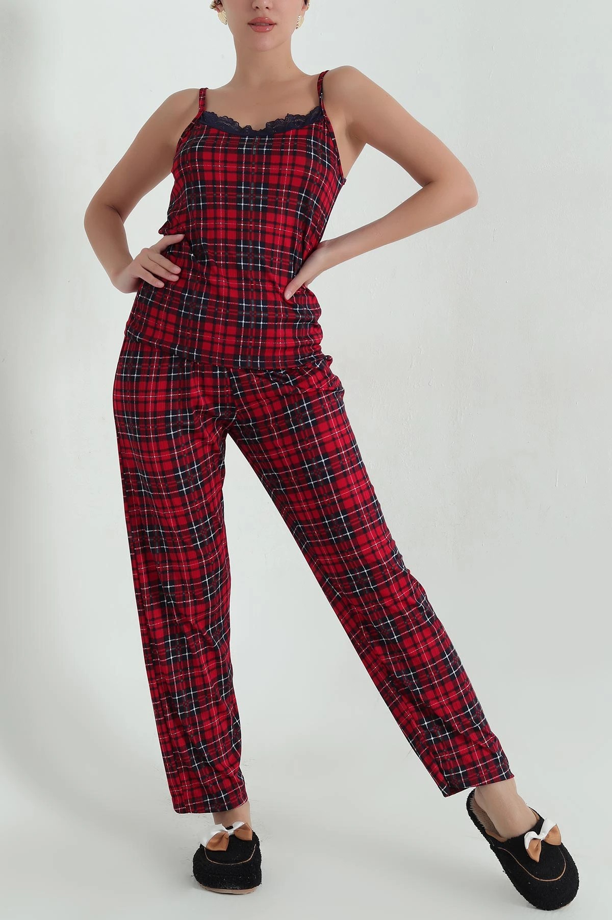 Surdacollection Pegasus Kumaş Dantelli İp Askılı Kadın Pijama Takımı