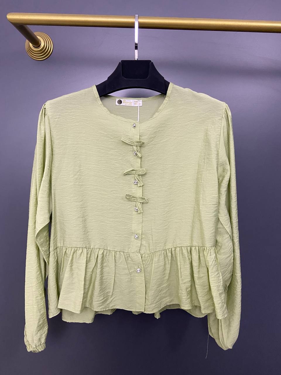 Surdacollection Müslin Kumaş Fiyonklu Bluz - Yeşil