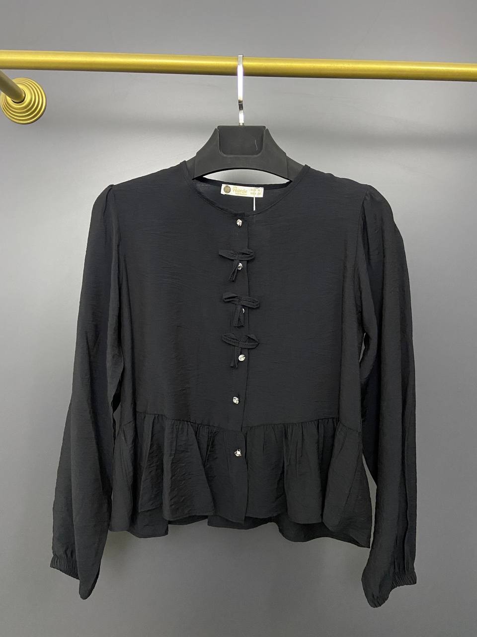 Surdacollection Müslin Kumaş Fiyonklu Bluz - Siyah