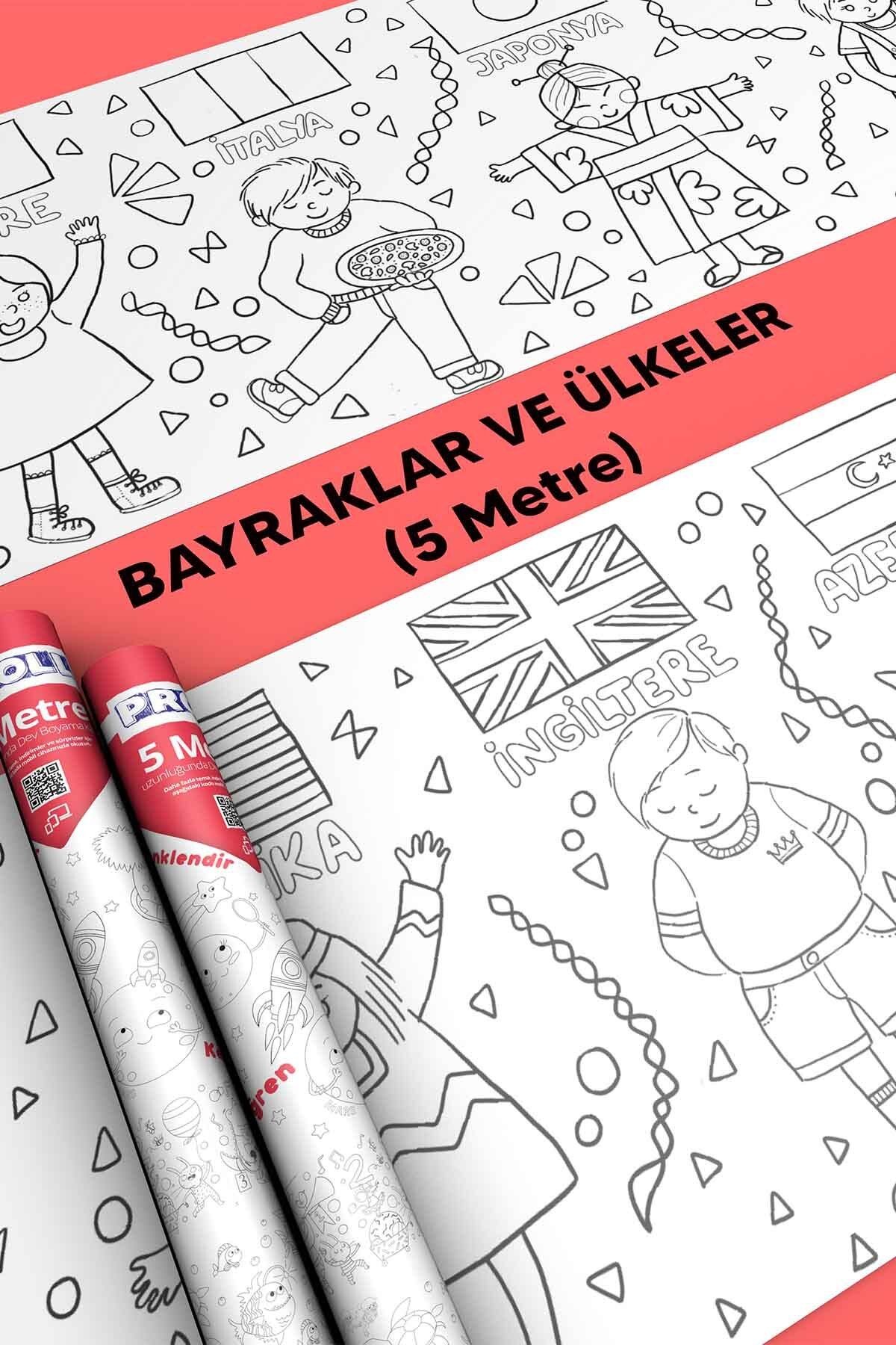 Ülkeler Ve Bayrakları Boyama Kağıdı