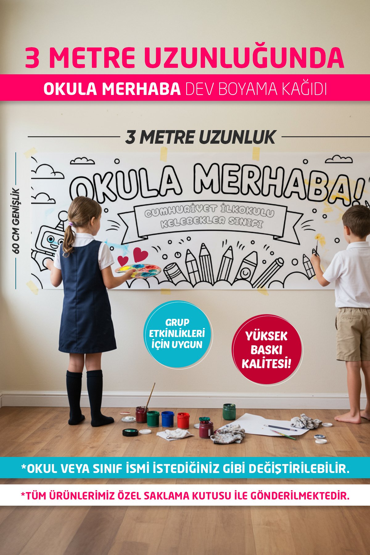 Okula Merhaba Boyama Kağıdı